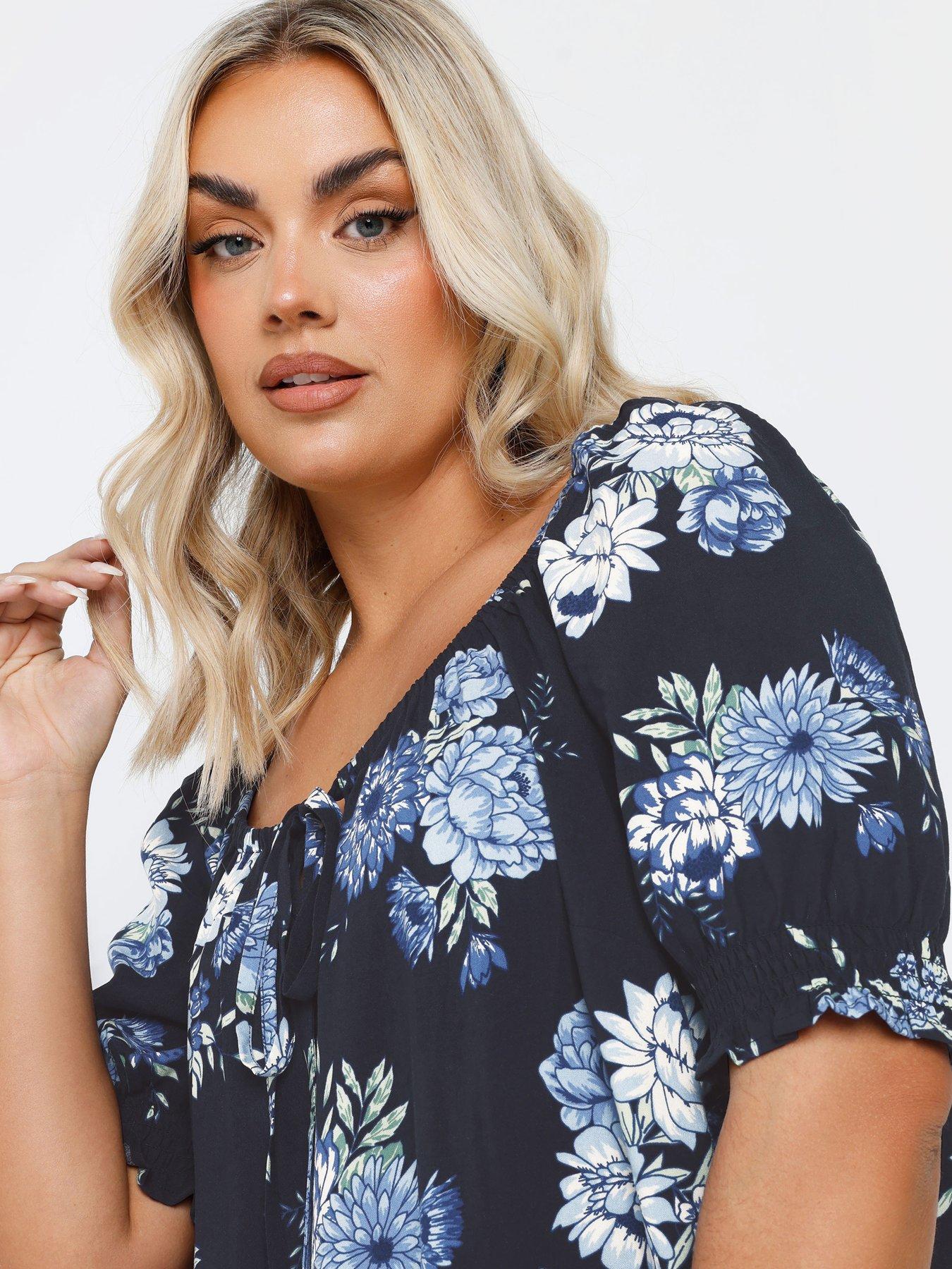 Image 4 of 4 of Yours Curve Boho Top - Blue