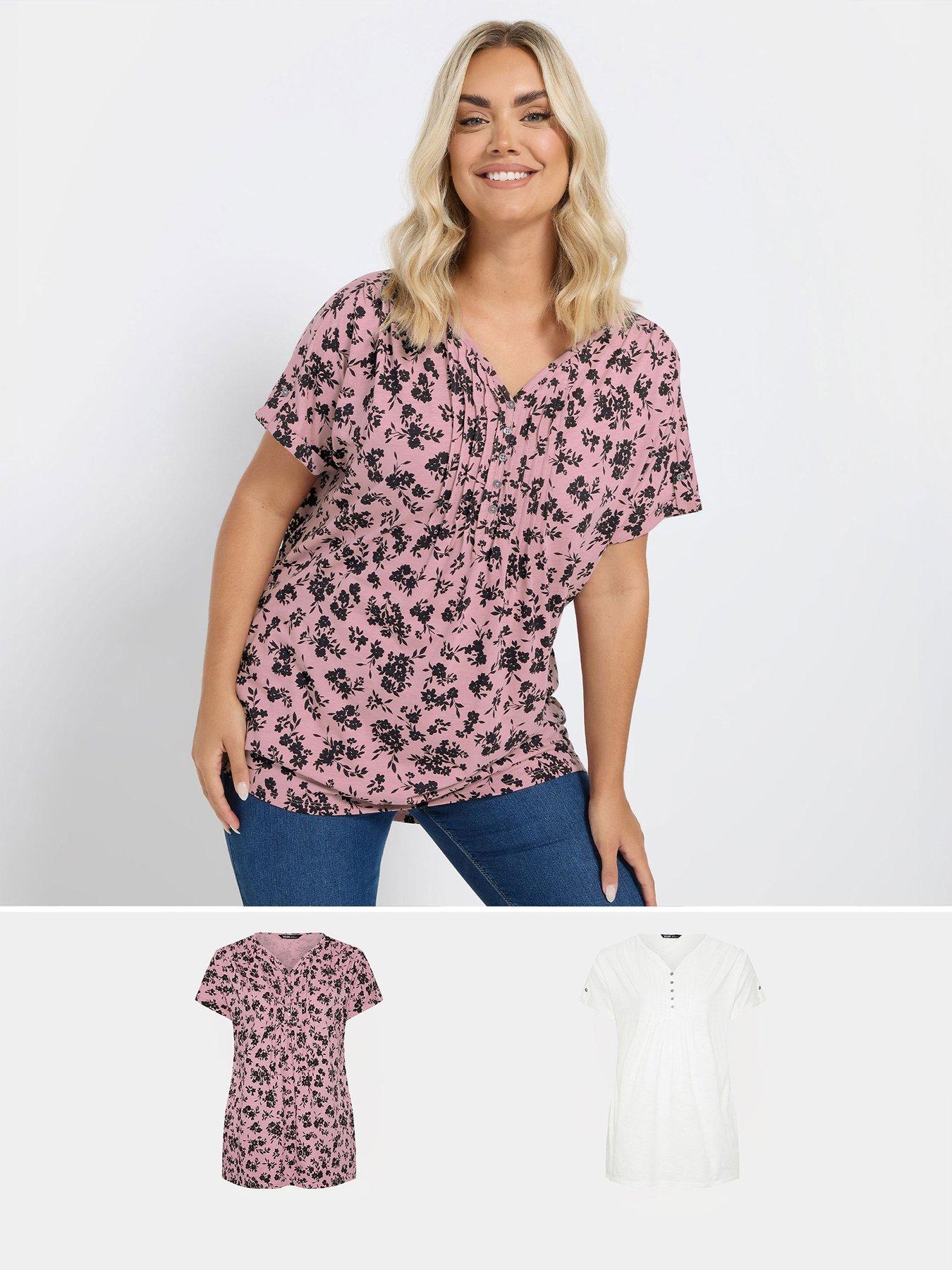 Yours Curve 2 Pack Pintuck Blouse - Multi