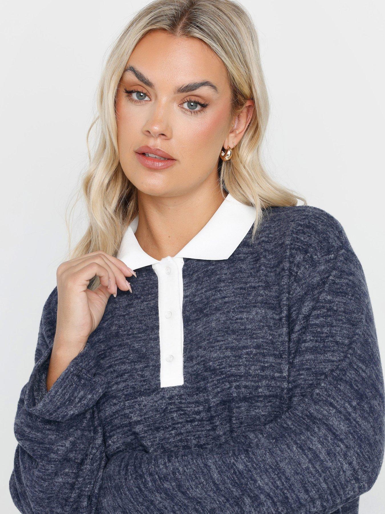 yours-curve-rugby-collar-top-blueoutfit