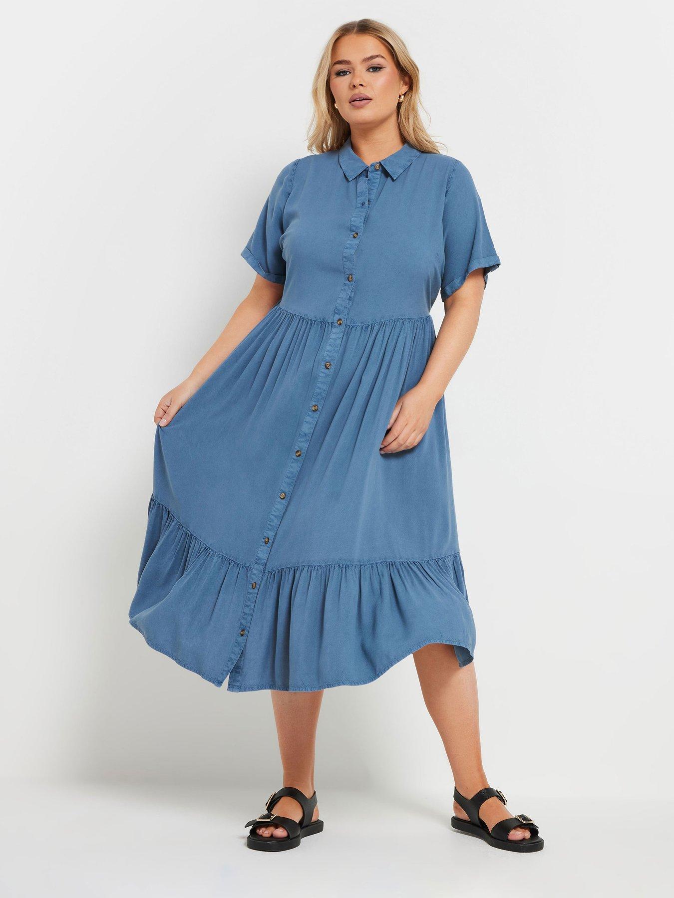 yours-curve-washed-chambray-shirt-dress-blue