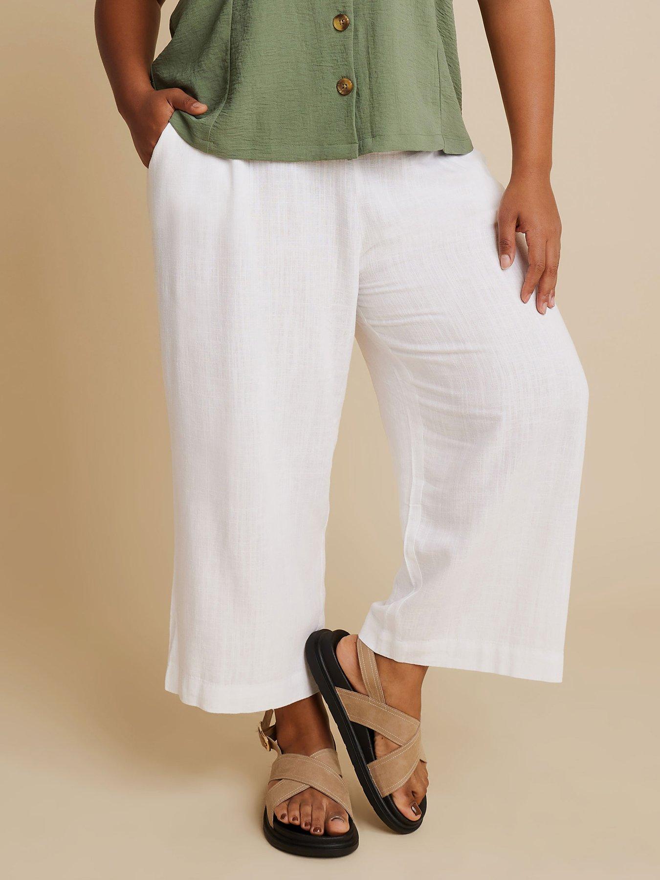 yours-curve-linen-cropped-pull-on-wide-leg-trousers