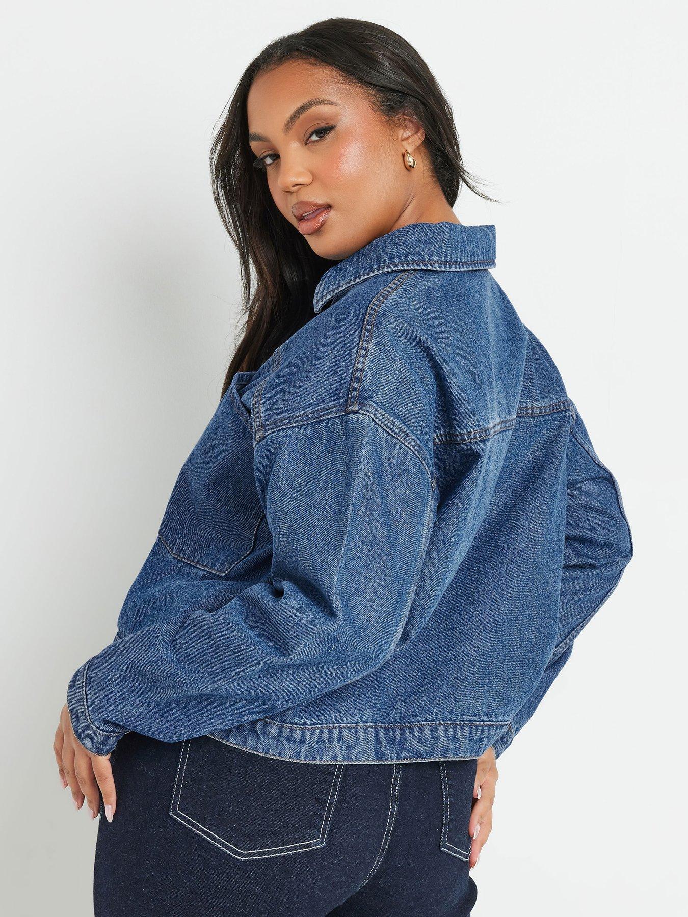 Image 2 of 4 of Yours Curve Boxy Patch Pocket Jacket - Blue