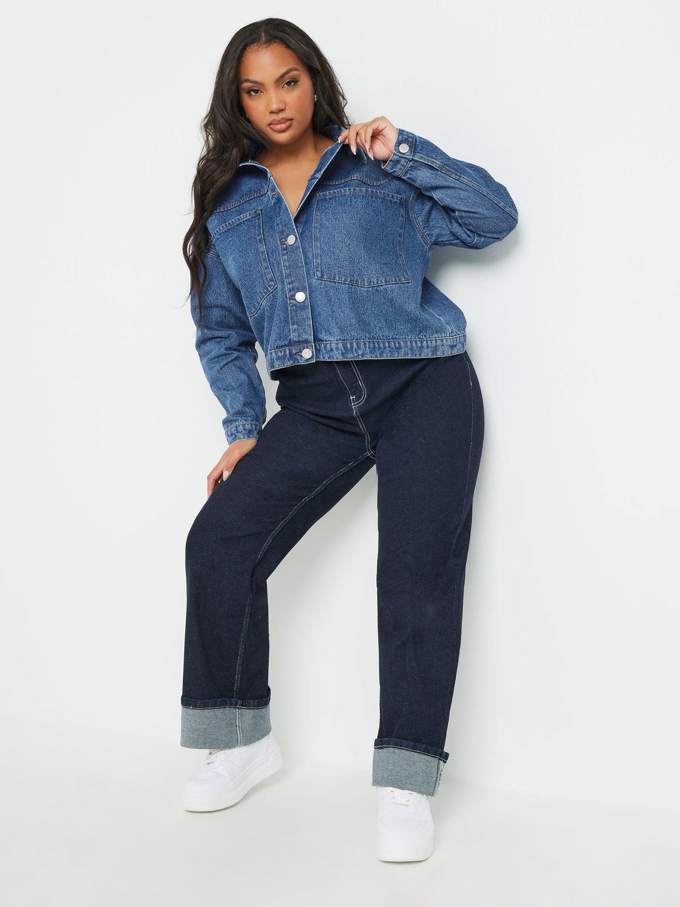 Image 3 of 4 of Yours Curve Boxy Patch Pocket Jacket - Blue