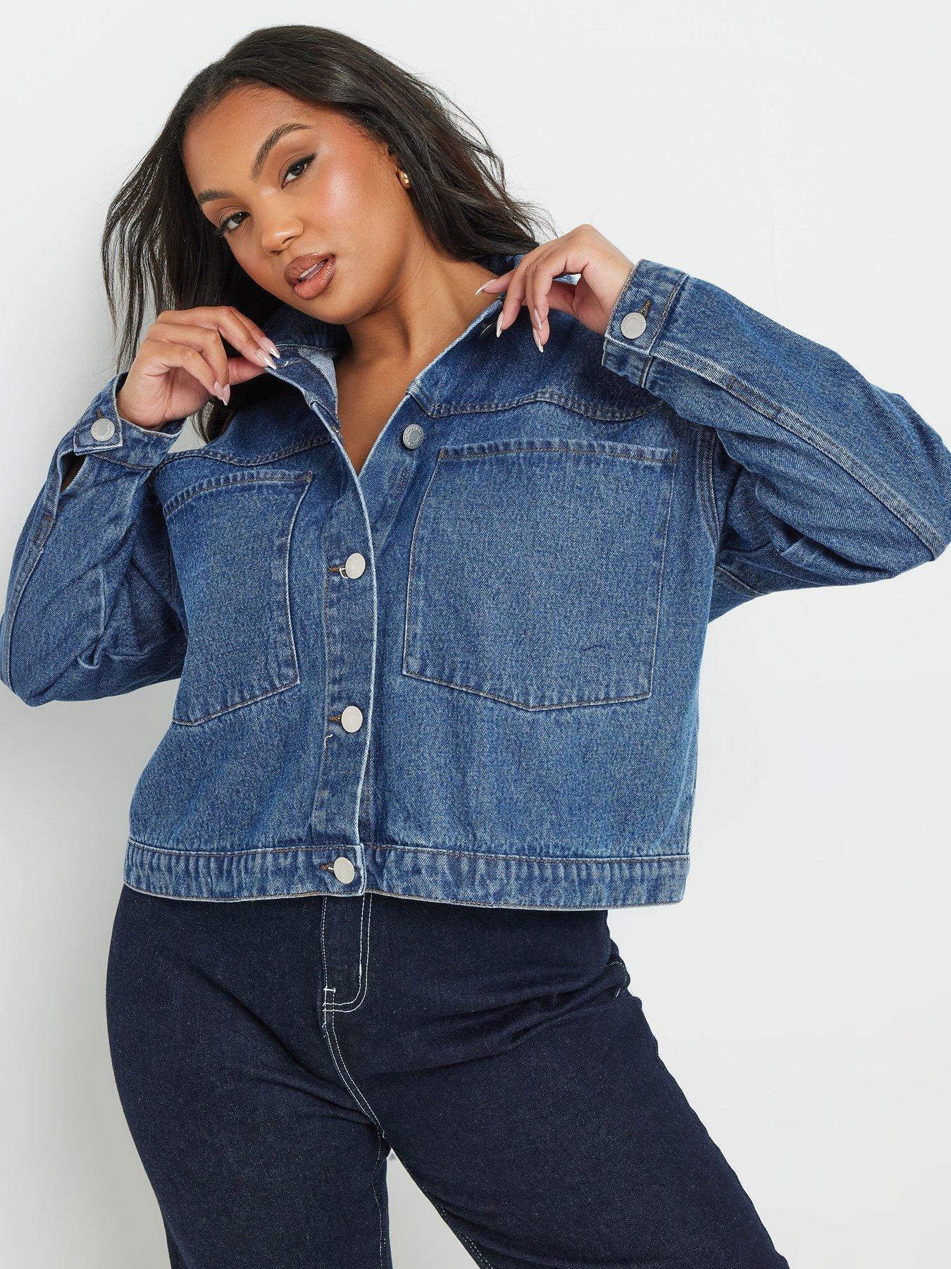 Image 4 of 4 of Yours Curve Boxy Patch Pocket Jacket - Blue