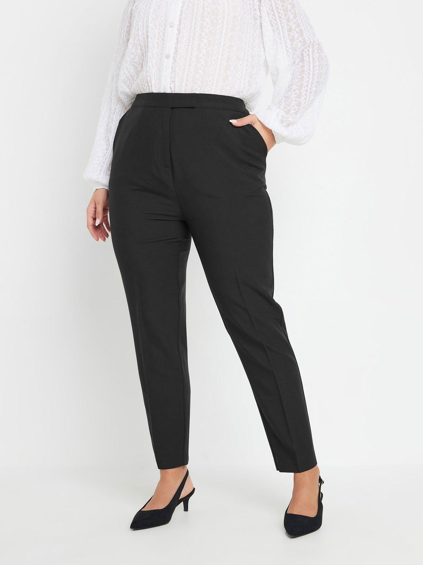 Image 1 of 4 of Yours Curve Pull On Elastic Back Trousers - Black
