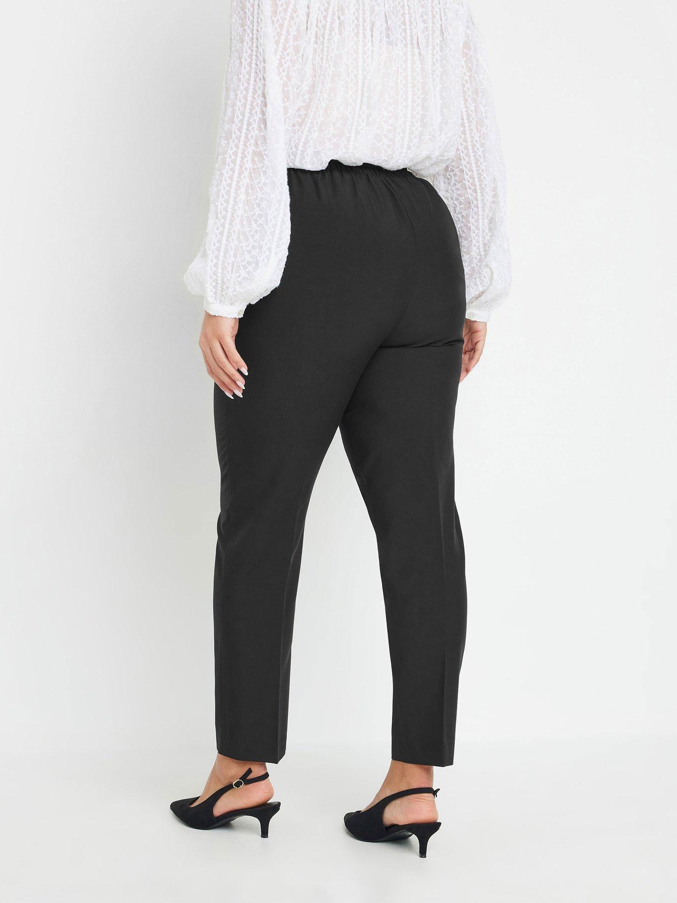 Image 2 of 4 of Yours Curve Pull On Elastic Back Trousers - Black