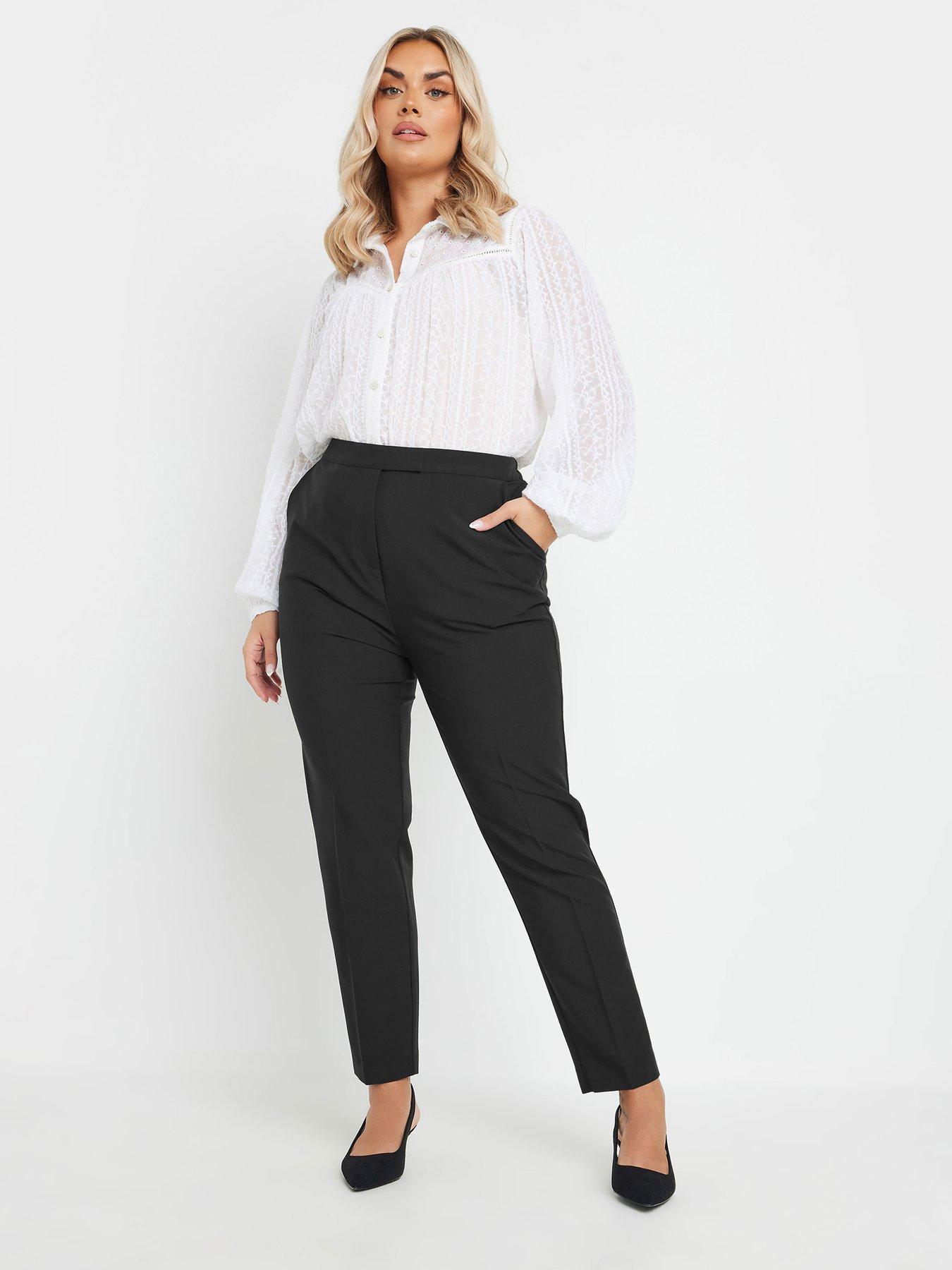 Image 3 of 4 of Yours Curve Pull On Elastic Back Trousers - Black