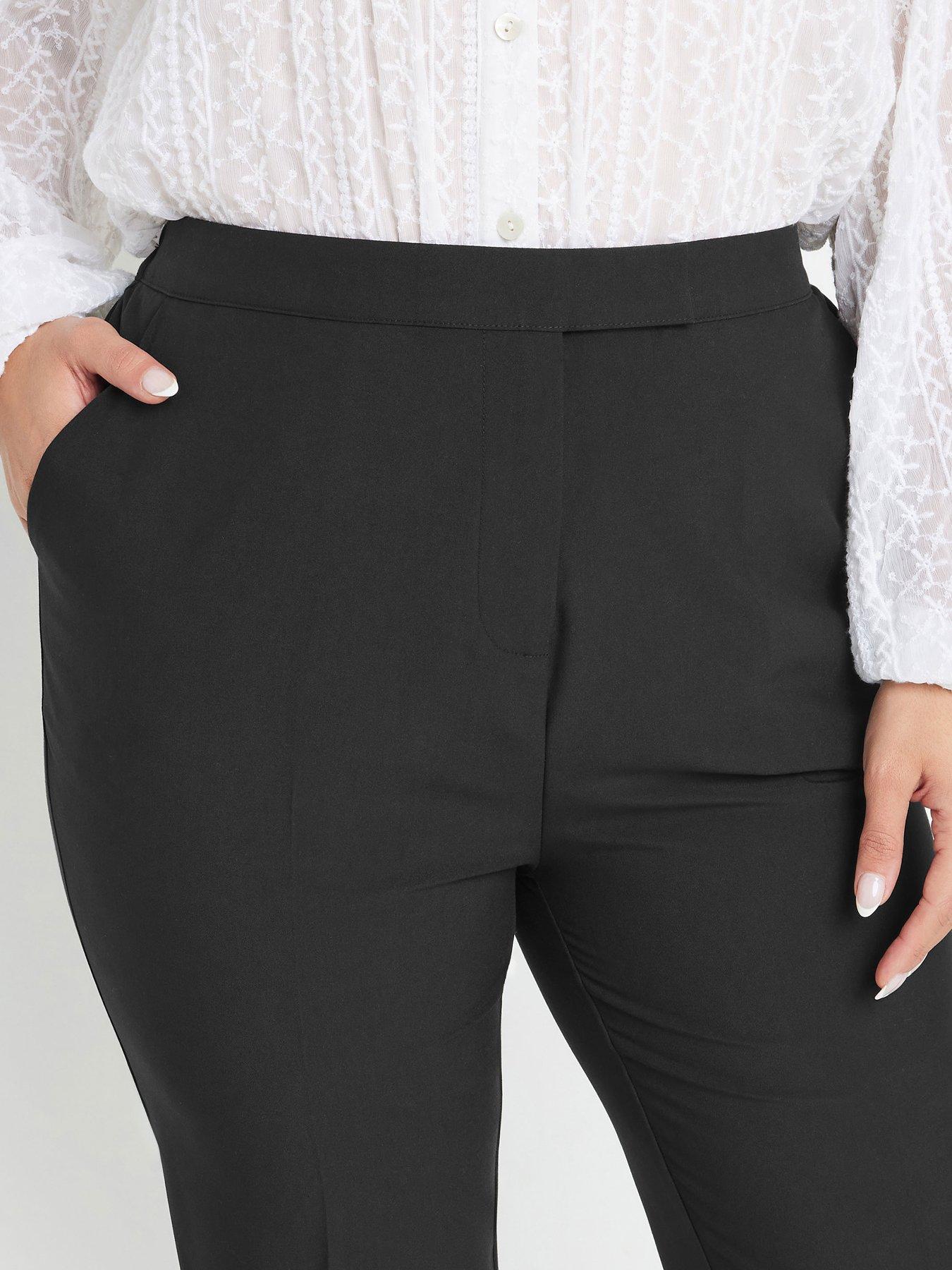 Image 4 of 4 of Yours Curve Pull On Elastic Back Trousers - Black