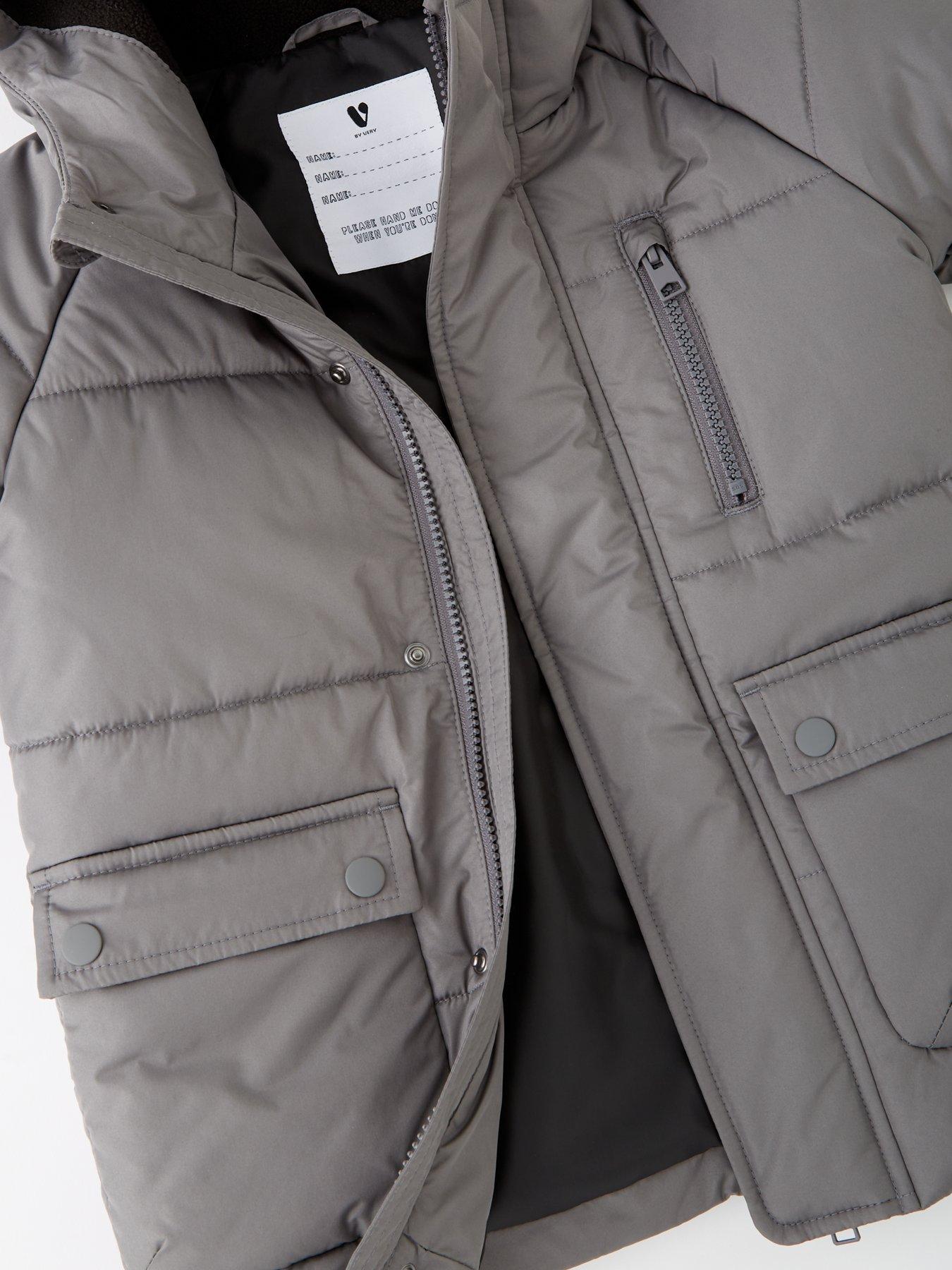 Image 3 of 5 of Mini V by Very Boys Hooded Padded Coat - Grey