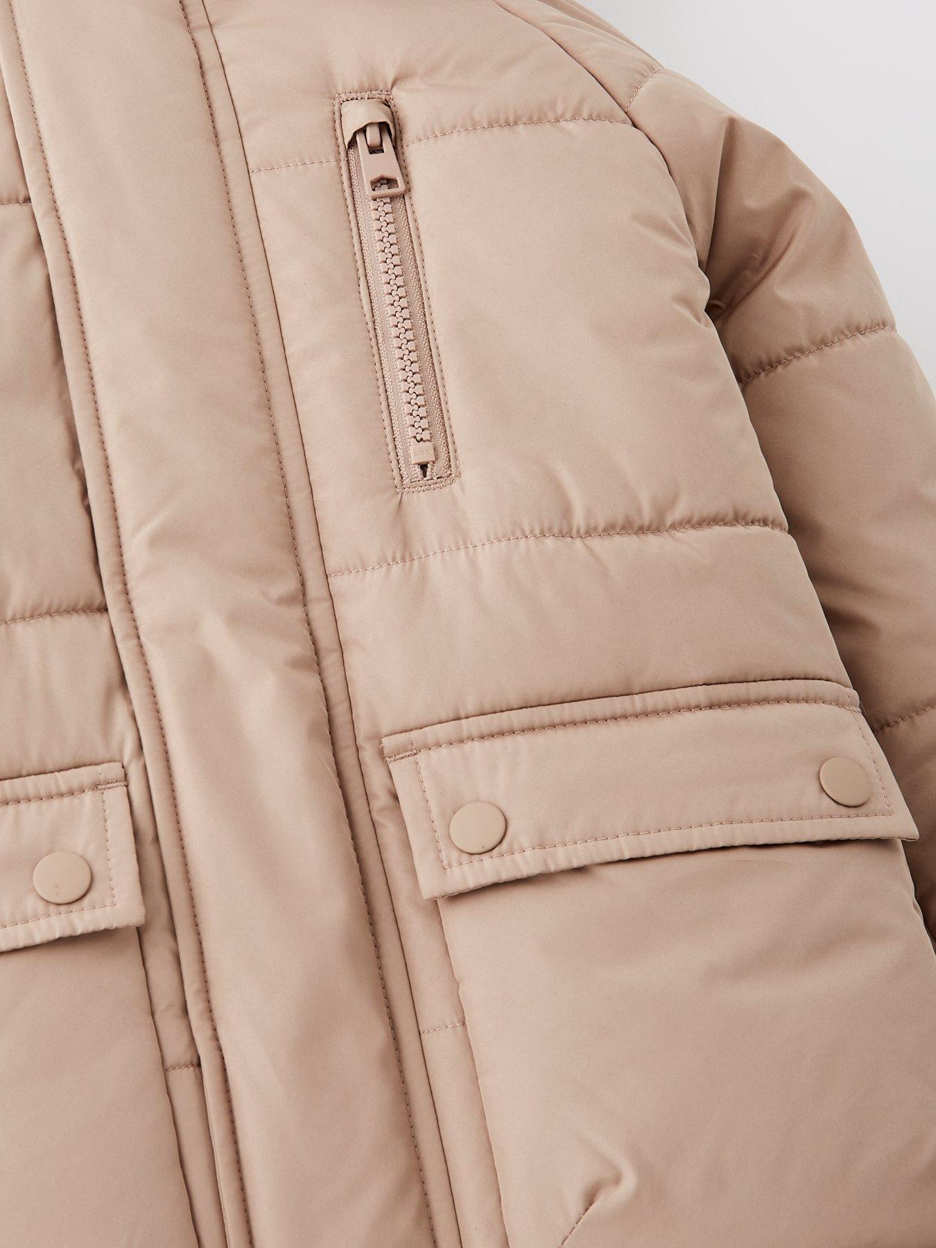 Image 3 of 4 of Mini V by Very Boys Hooded Padded Coat - Stone Grey