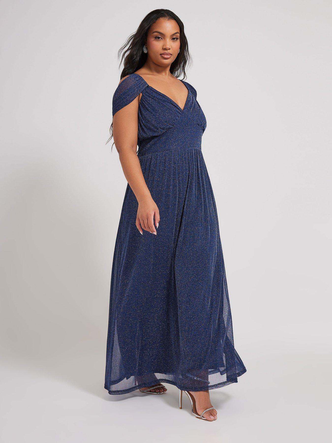 yours-curve-metallic-mesh-cold-shoulder-dress-blueback