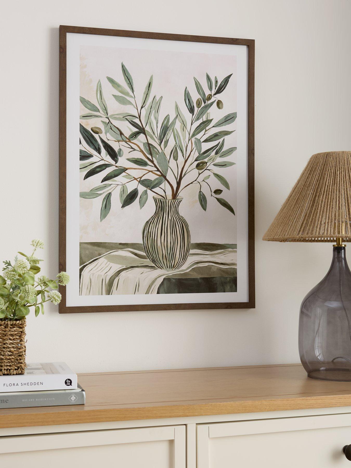 Image 1 of 6 of The Very Collection Framed Olive Vase Printed Canvas 50x70cm - FSC&reg; Certified