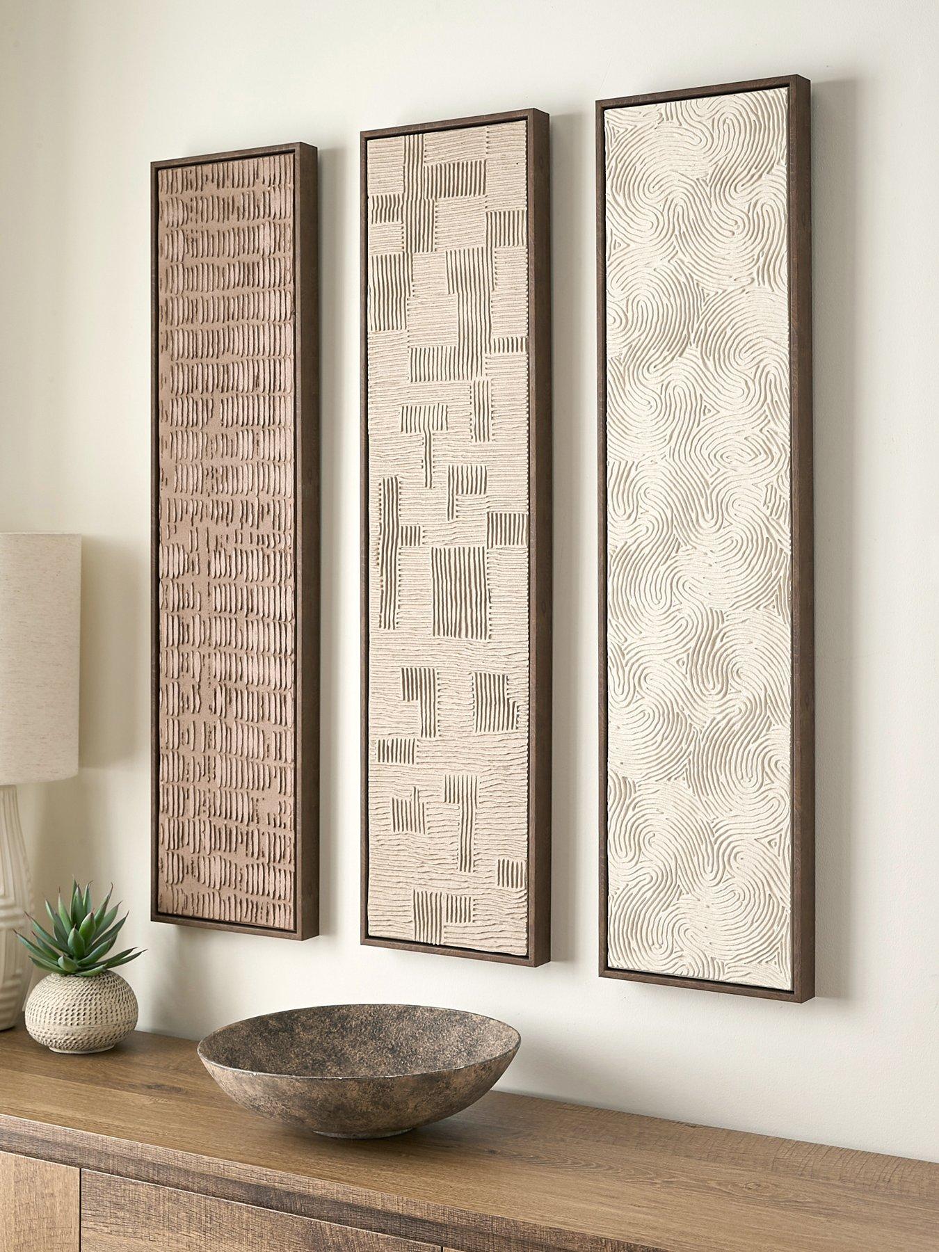 Very Home Set of 3 Long Capped Canvas with Hand Paint 25x100cm - FSC® Certified