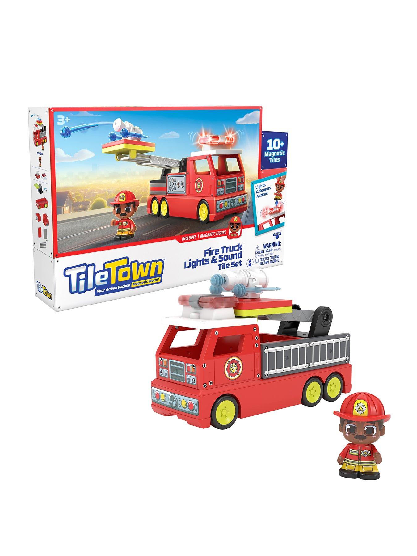 Image of Tile Town Tile Town Firetruck Magnetic Tiles Set