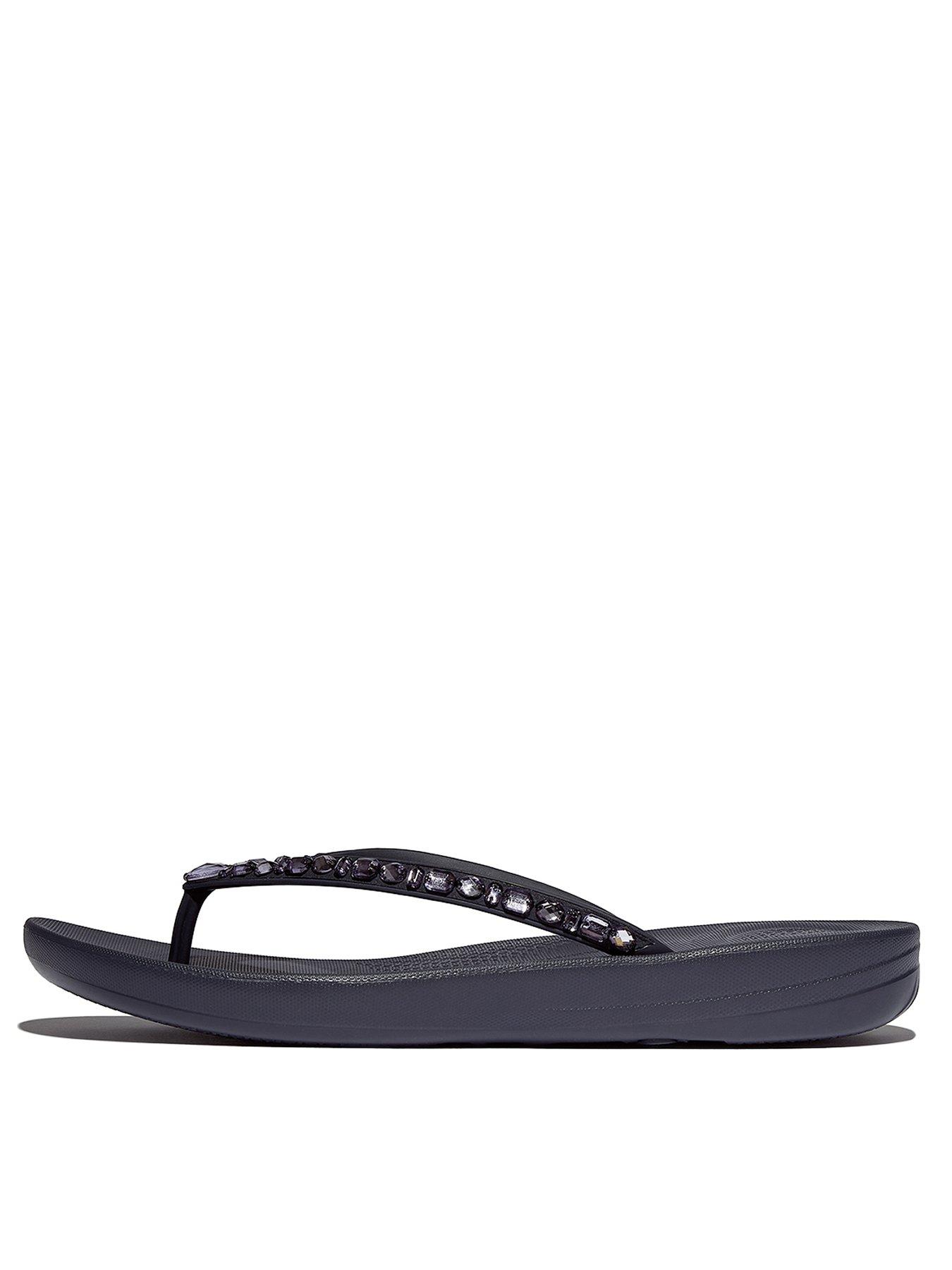 Image of FitFlop Iqushion Multi-crystal Ergonomic Flip-flops - Midnight Navy