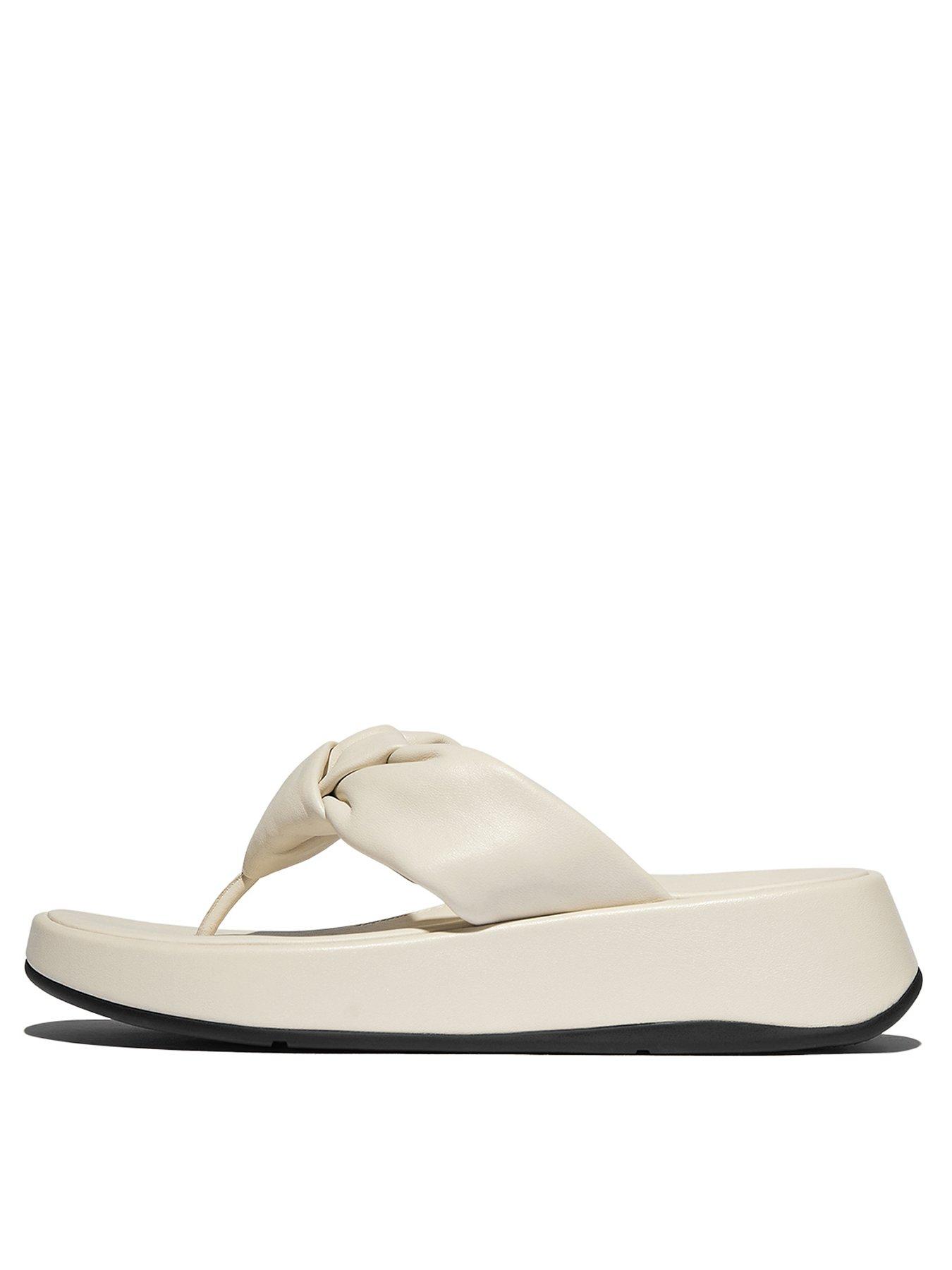 FitFlop F-mode Knot Soft-leather Flatform Toe-post Sandals - Paris Beige