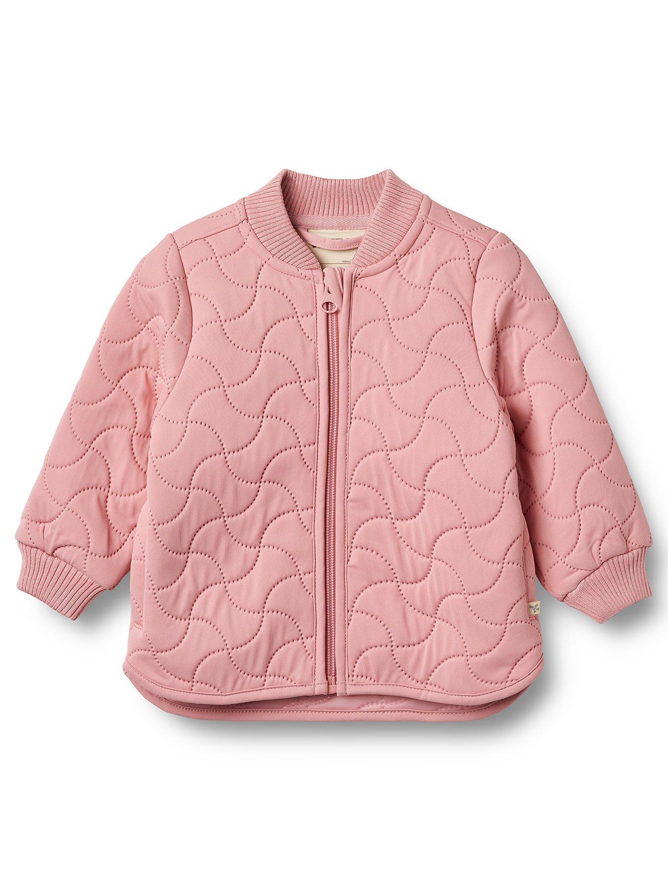 Image of Wheat Baby Girls Sibling Quilted Jacket - Pink