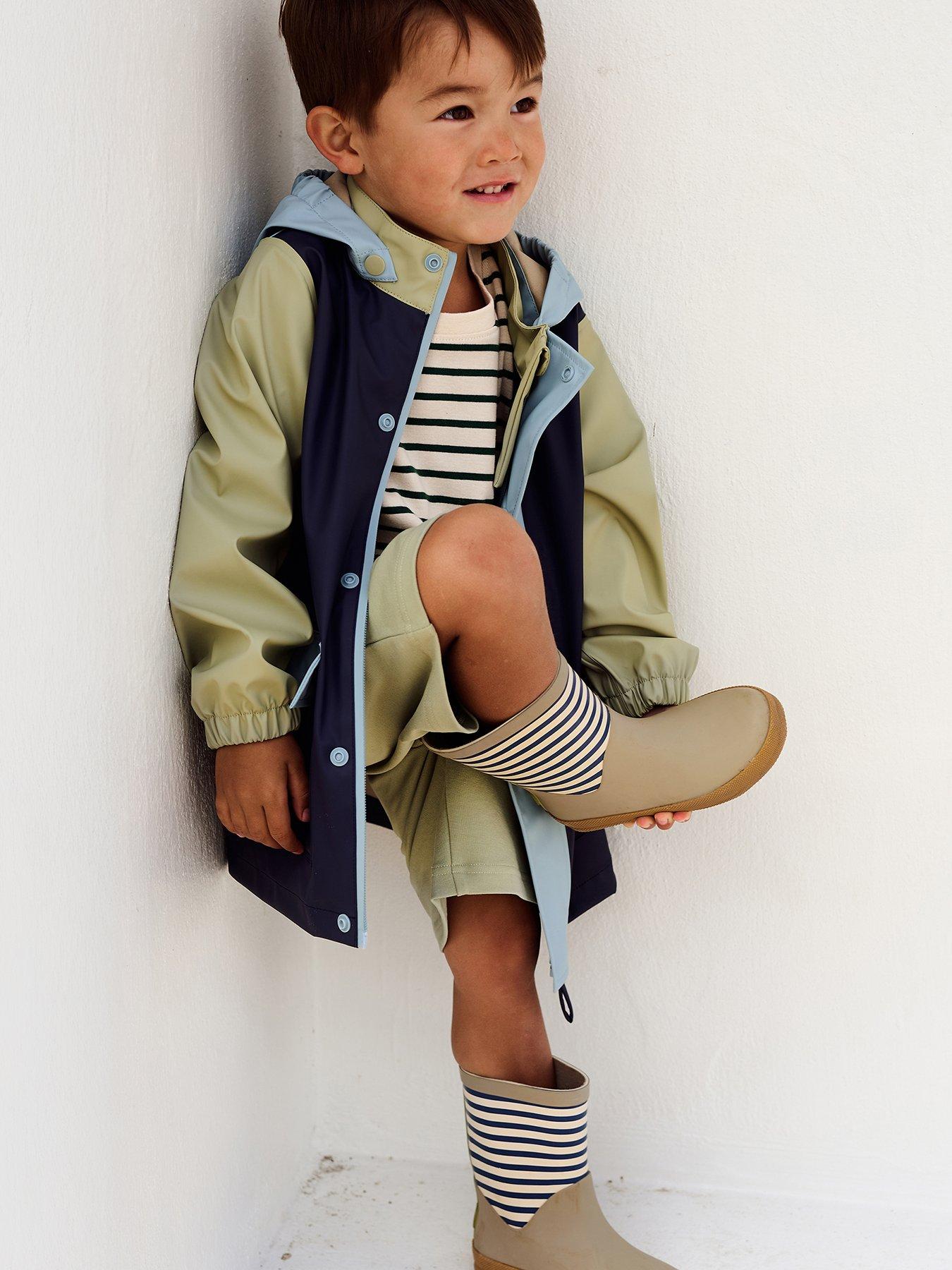 Image of Wheat Boys Colourblock Rain Jacket - Navy