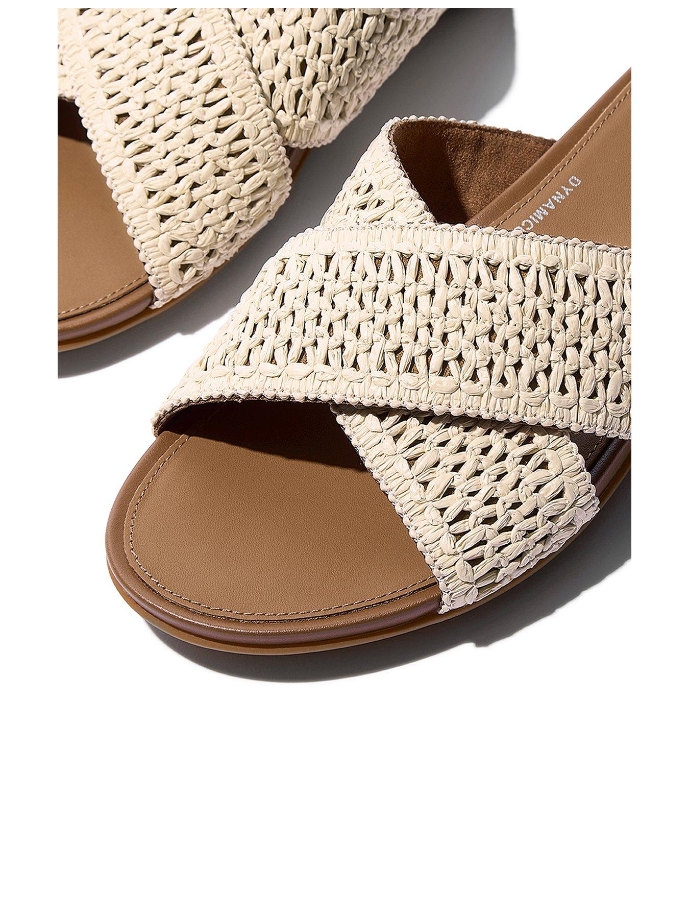 Image 3 of 4 of FitFlop Gracie Woven Cross Slides - Deep Tan/ivory