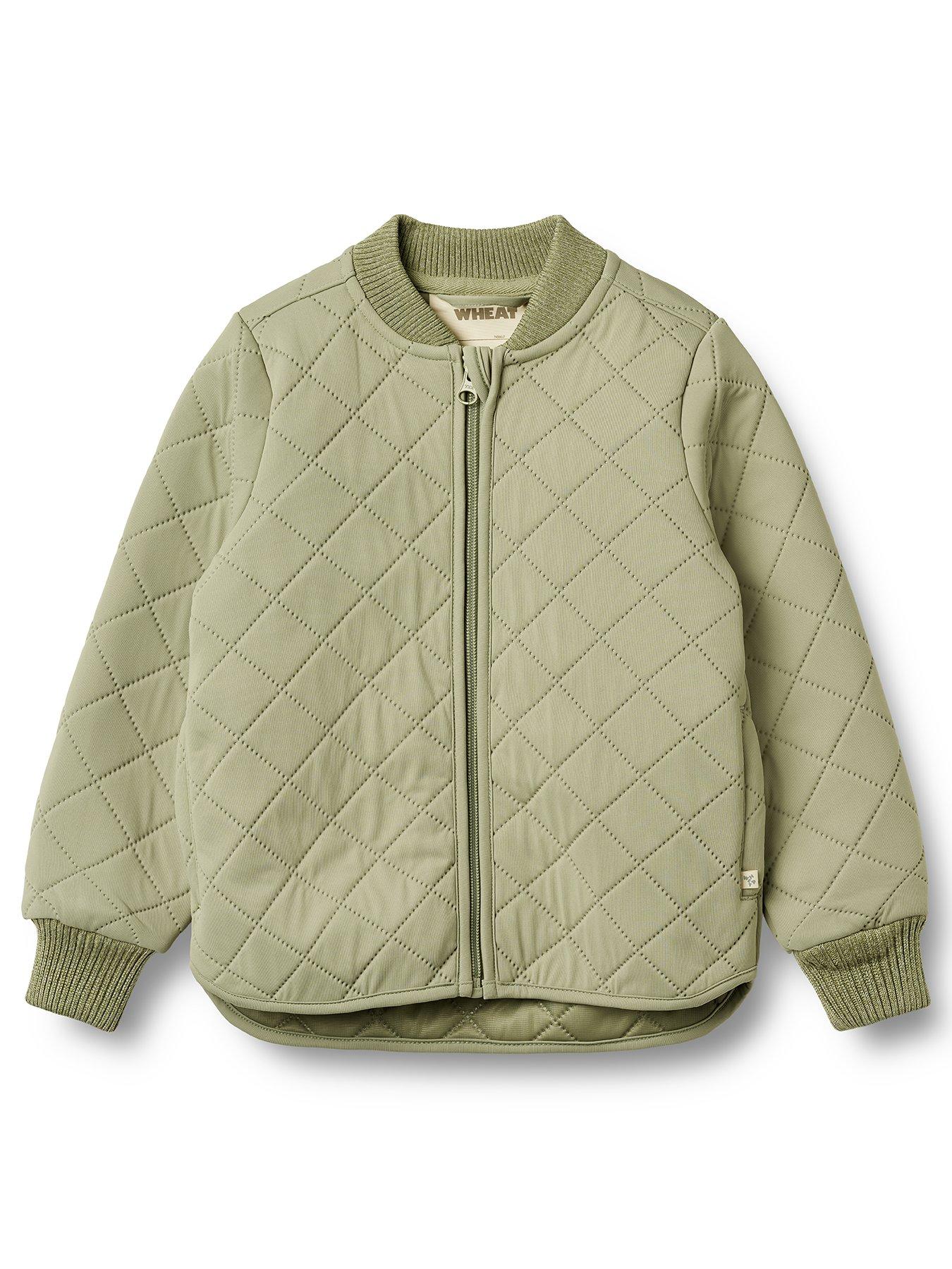 Image of Wheat Unisex Kids Sibling Quilted Jacket - Green