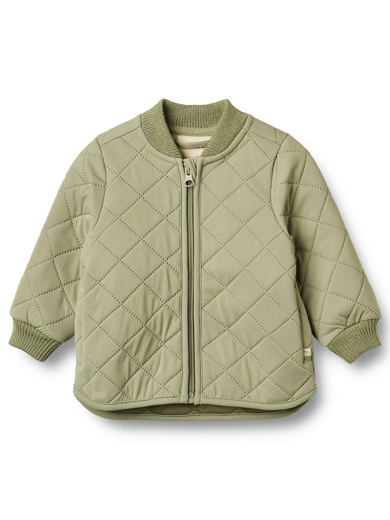 Image of Wheat Baby Unisex Sibling Quilted Jacket - Green