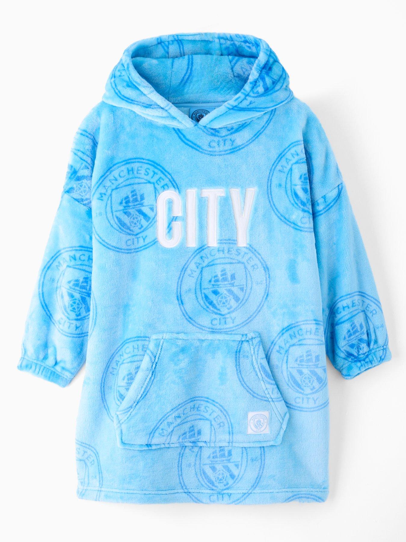 Manchester City Manchester City FC Football Fleece Hooded Blanket - Blue