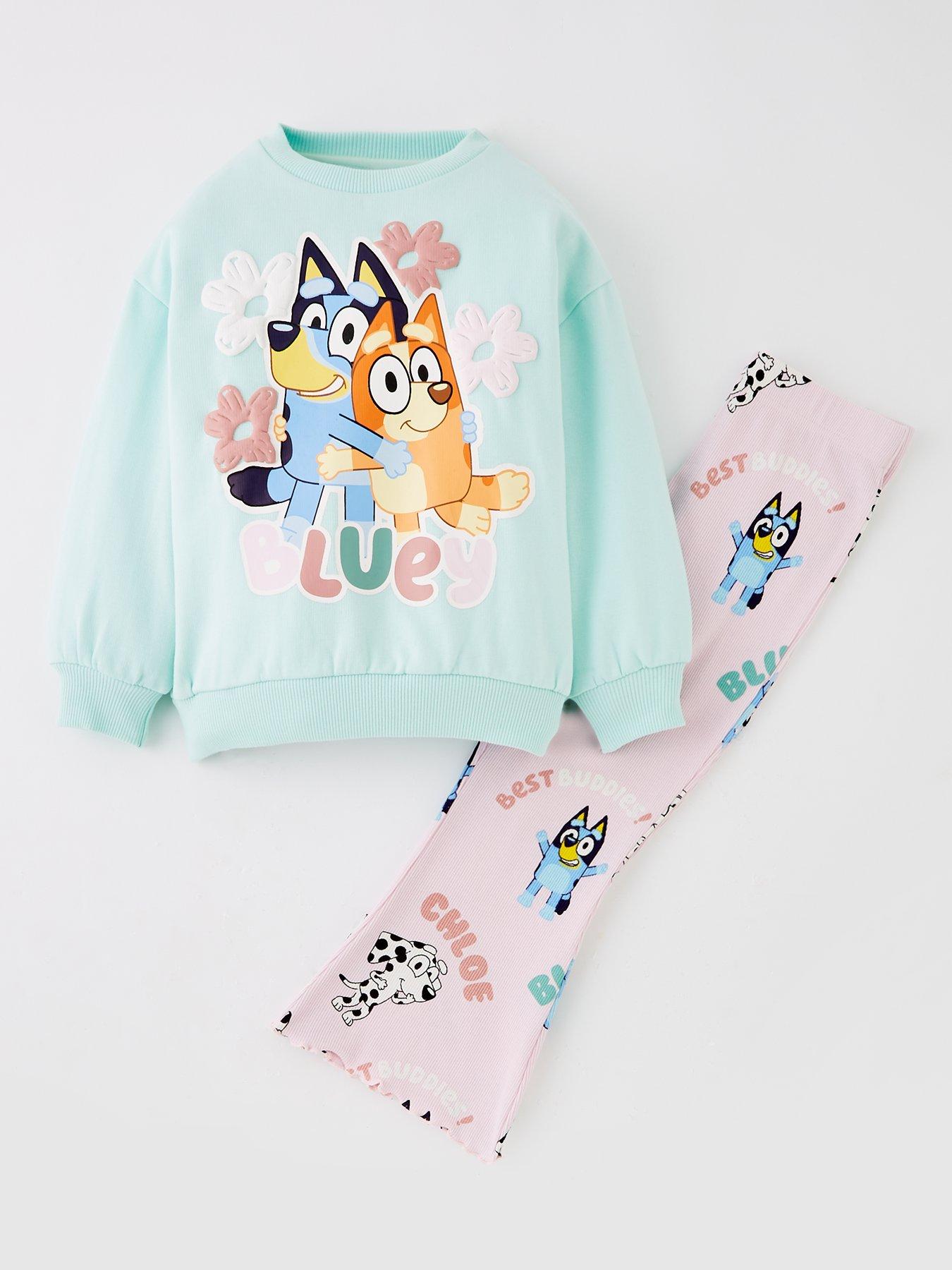 Bluey Bluey Sweatshirt And Rib Leggings Set - Green