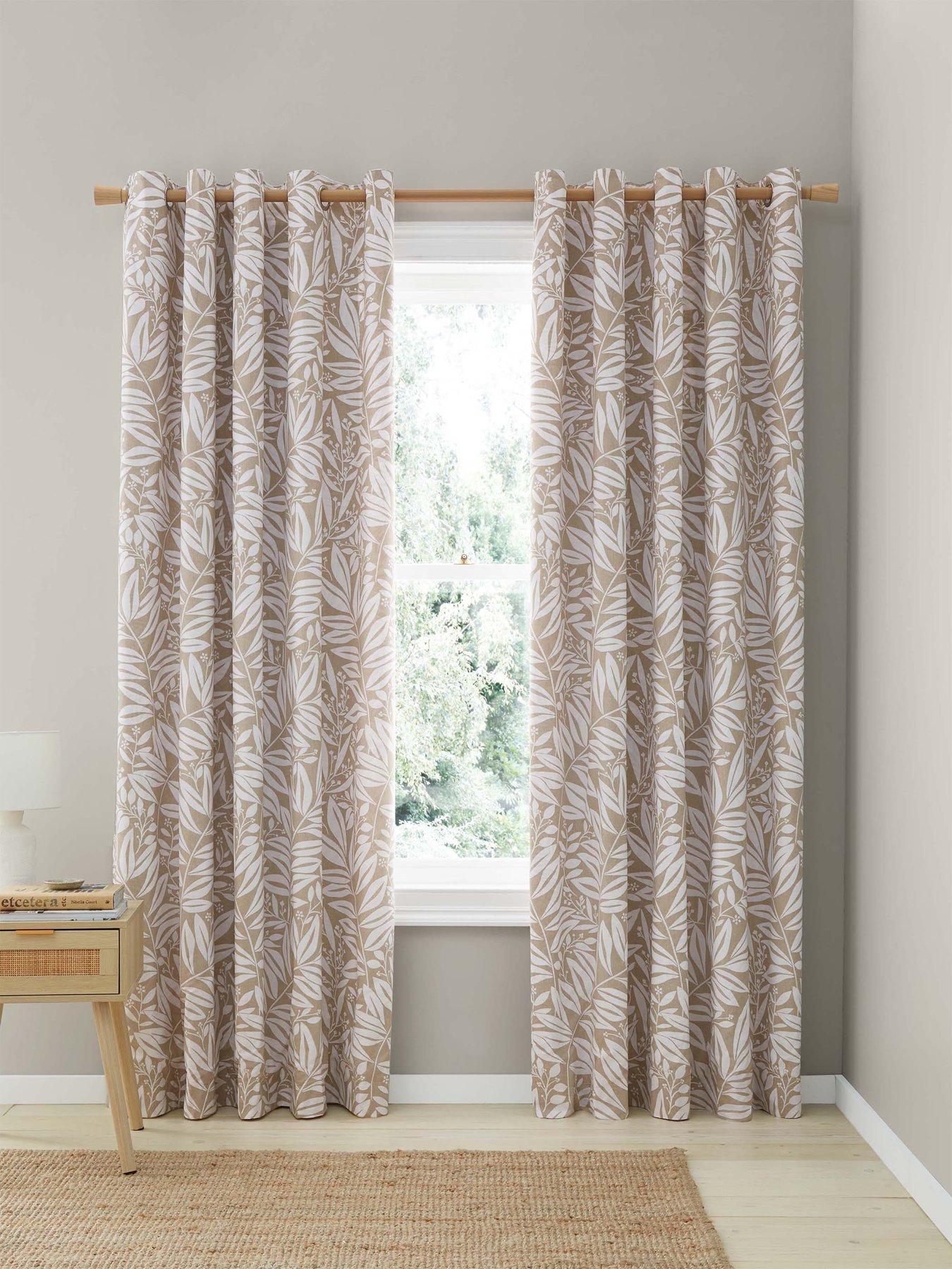 Image 1 of 5 of Catherine Lansfield Sorrel Leaf Reversible Eyelet Curtains - Natural
