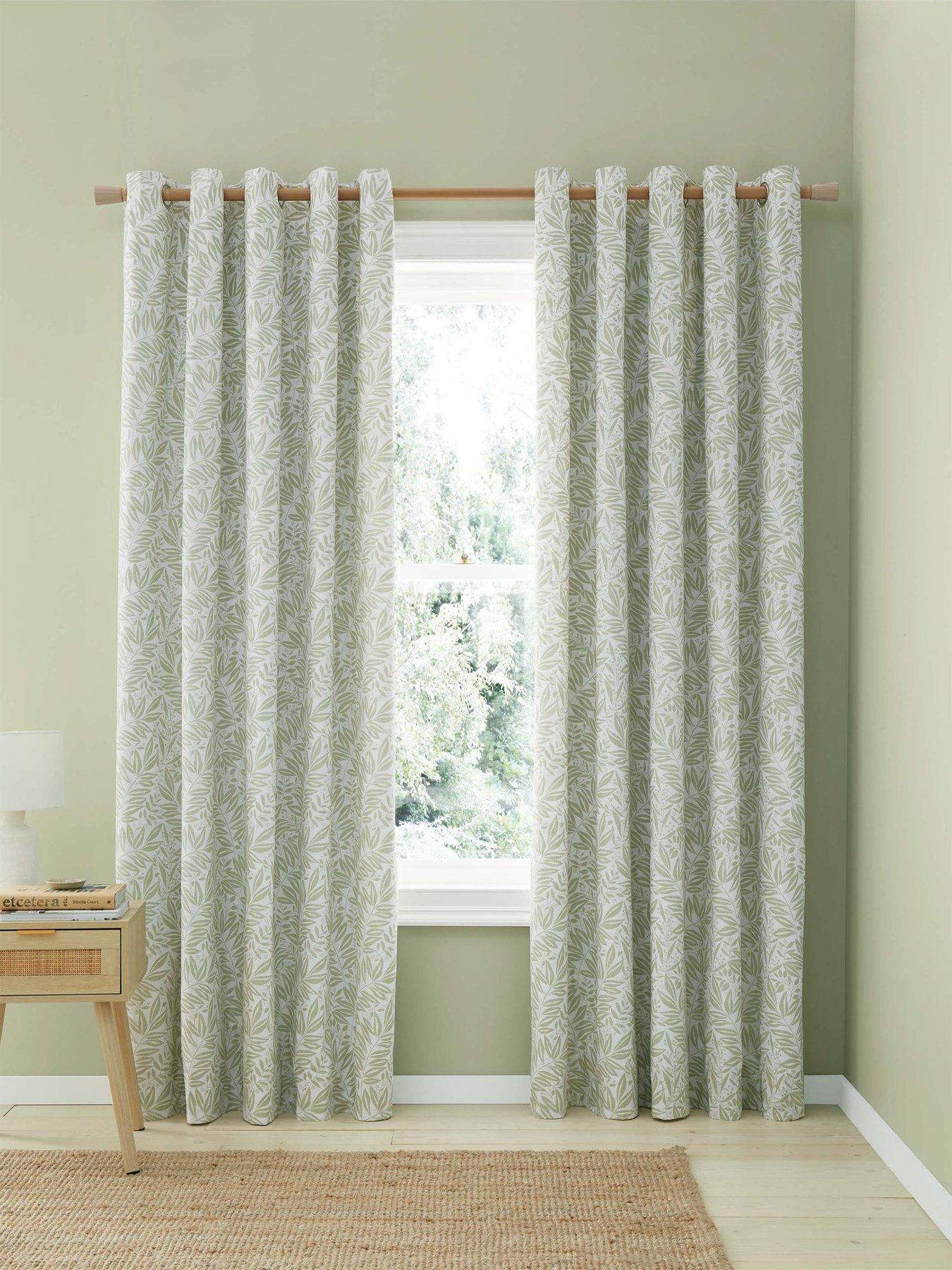 Image 2 of 5 of Catherine Lansfield Sorrel Leaf Reversible Eyelet Curtains 66x90 Inch Green