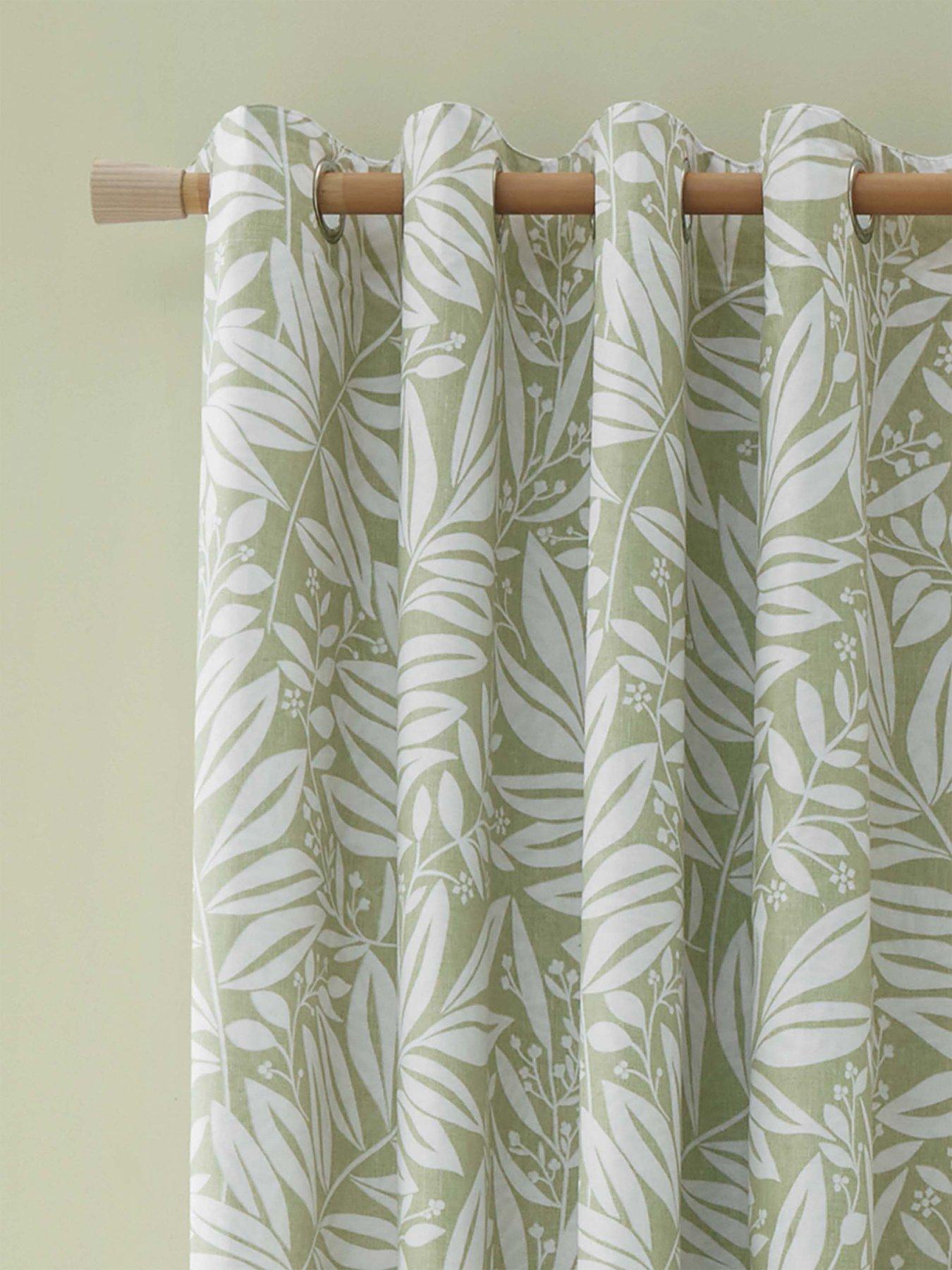 Image 3 of 5 of Catherine Lansfield Sorrel Leaf Reversible Eyelet Curtains 66x90 Inch Green