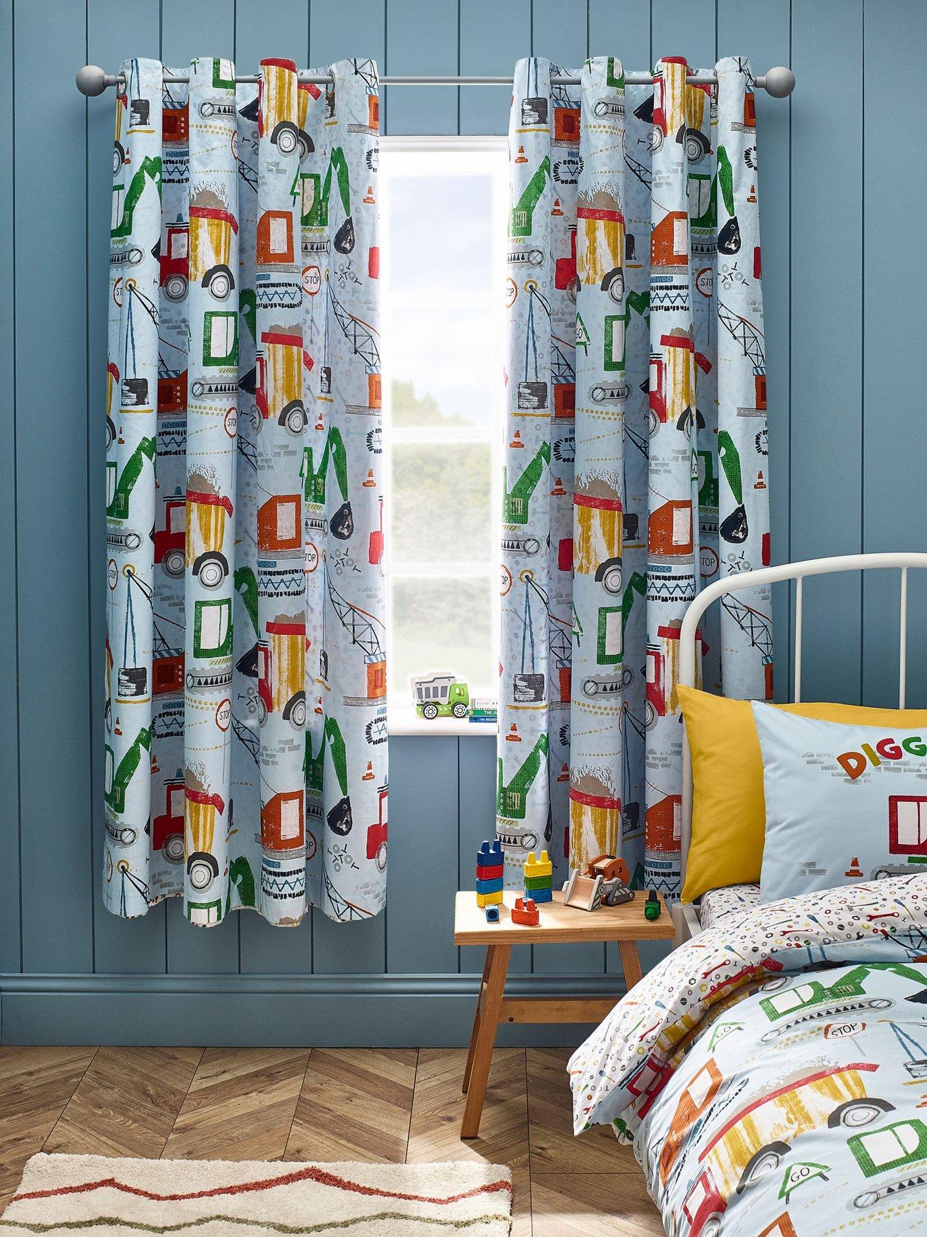 Image 1 of 4 of Catherine Lansfield Digger Dreams Eyelet Curtains