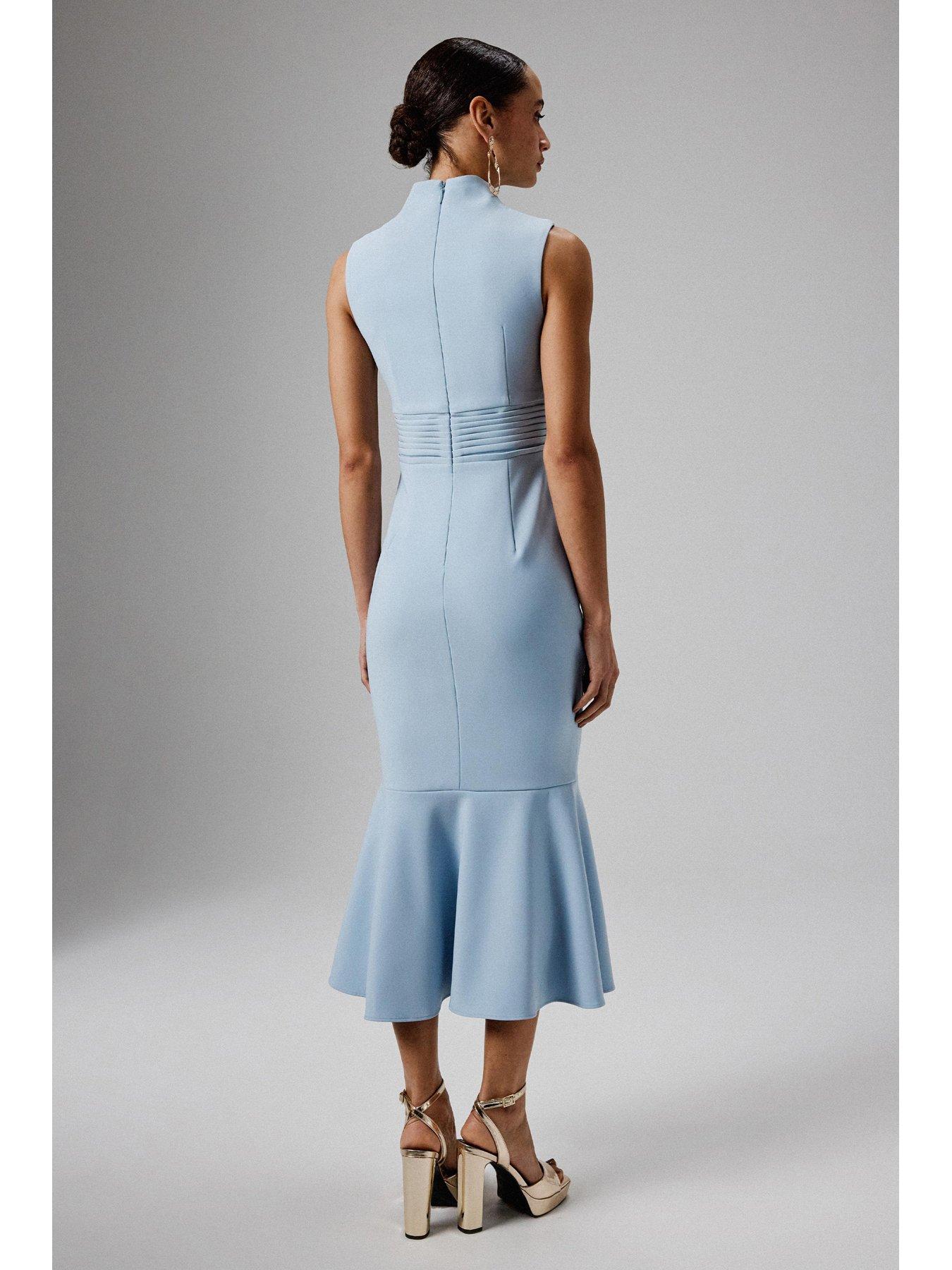 Image 2 of 4 of Lavish Alice High Neck Micro Shell Midi Dress - Blue