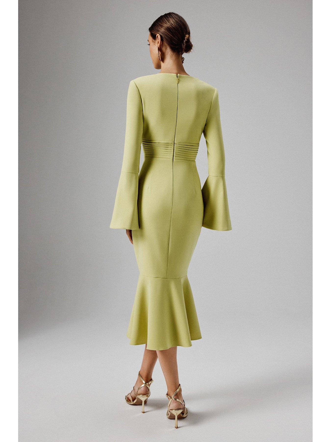 lavish-alice-flared-micro-shell-button-long-midi-dress-greenstillFront