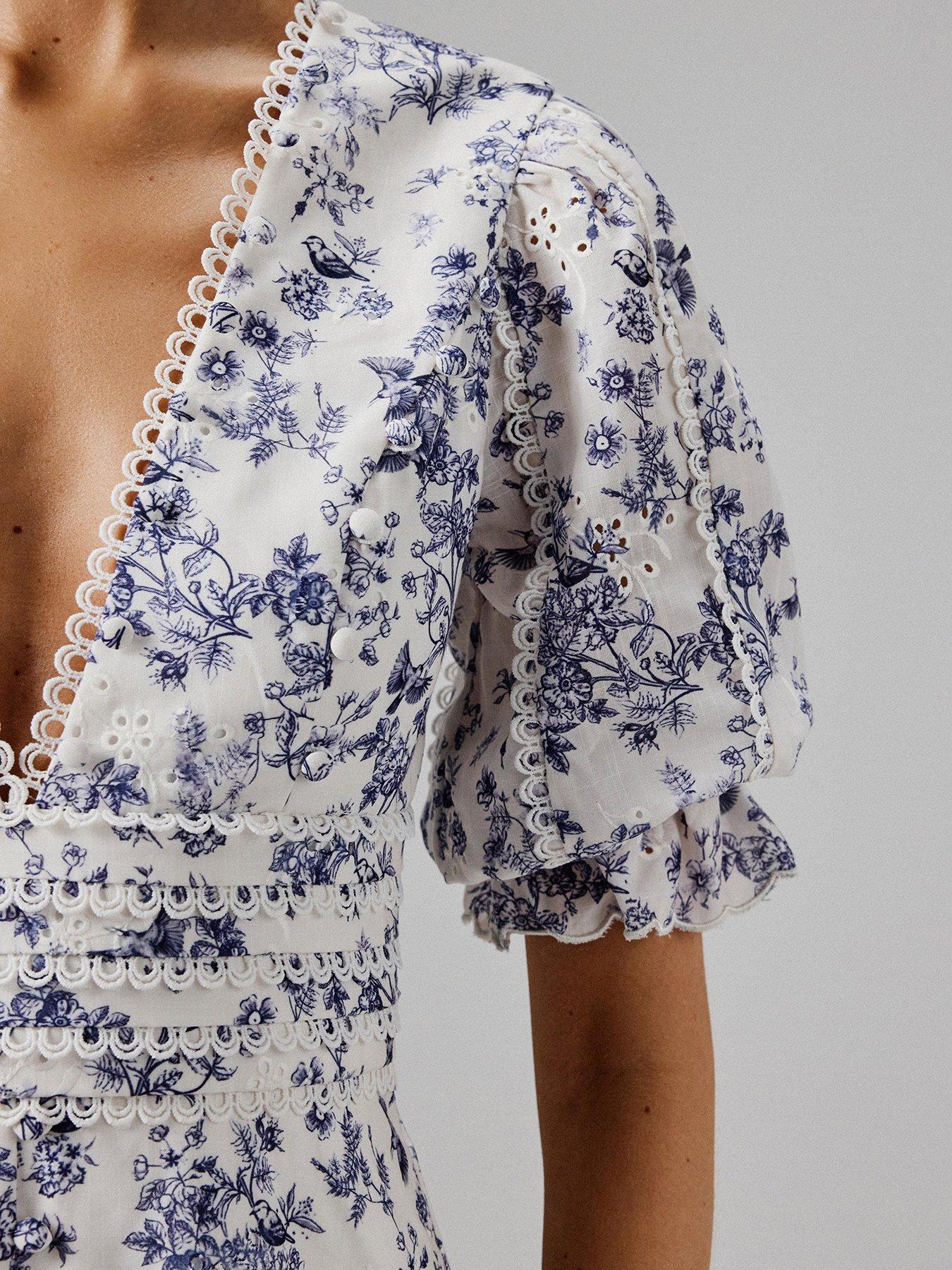 Image 4 of 4 of Lavish Alice Micro Button And Loop Detail Long Midi Dress - Blue