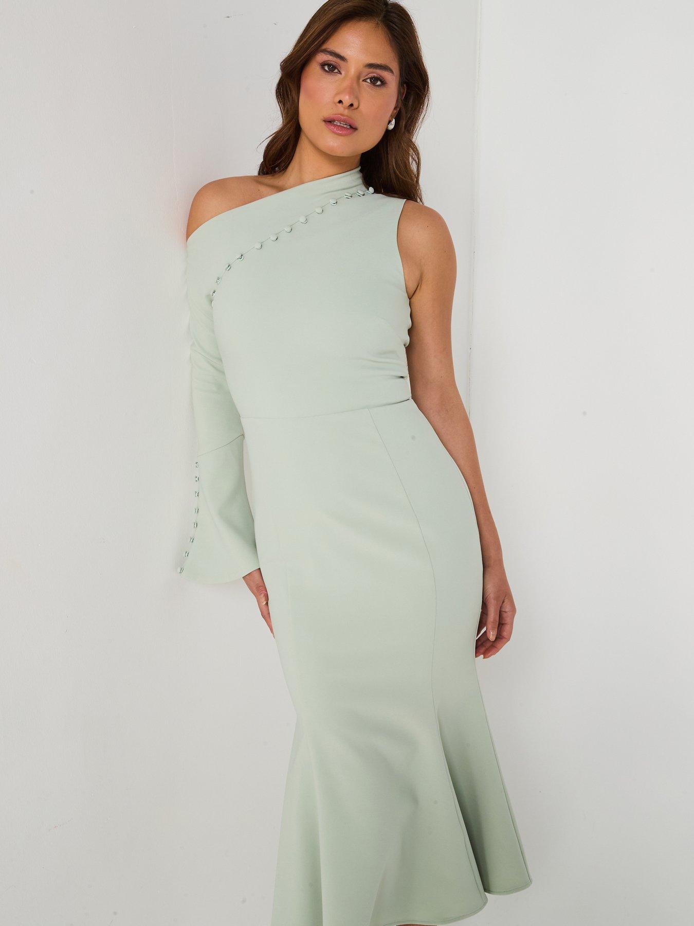 lavish-alice-asymmetric-sleeve-micro-button-long-midi-dress-green
