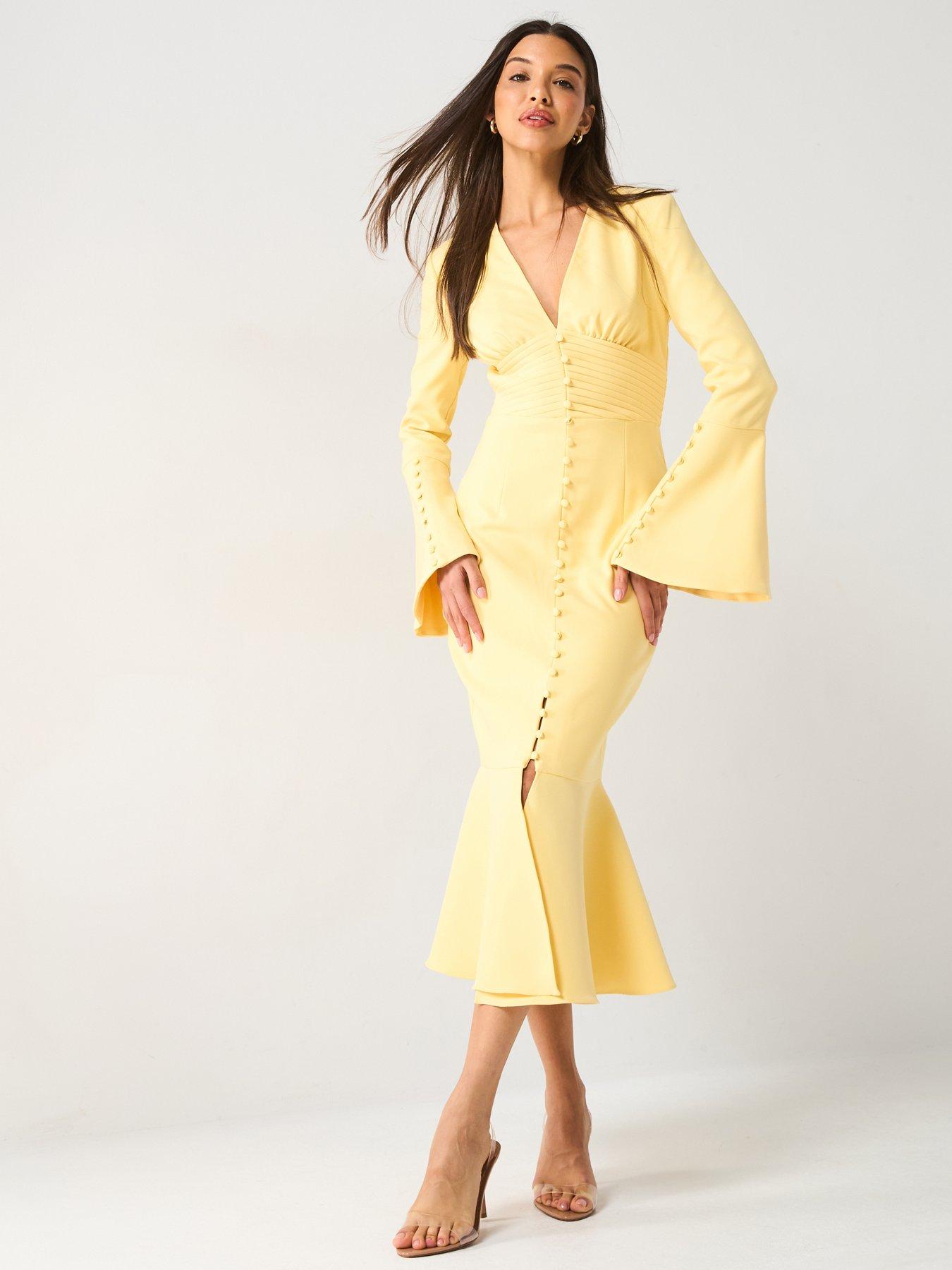 lavish-alice-flared-micro-shell-button-long-midi-dress-yellowfront
