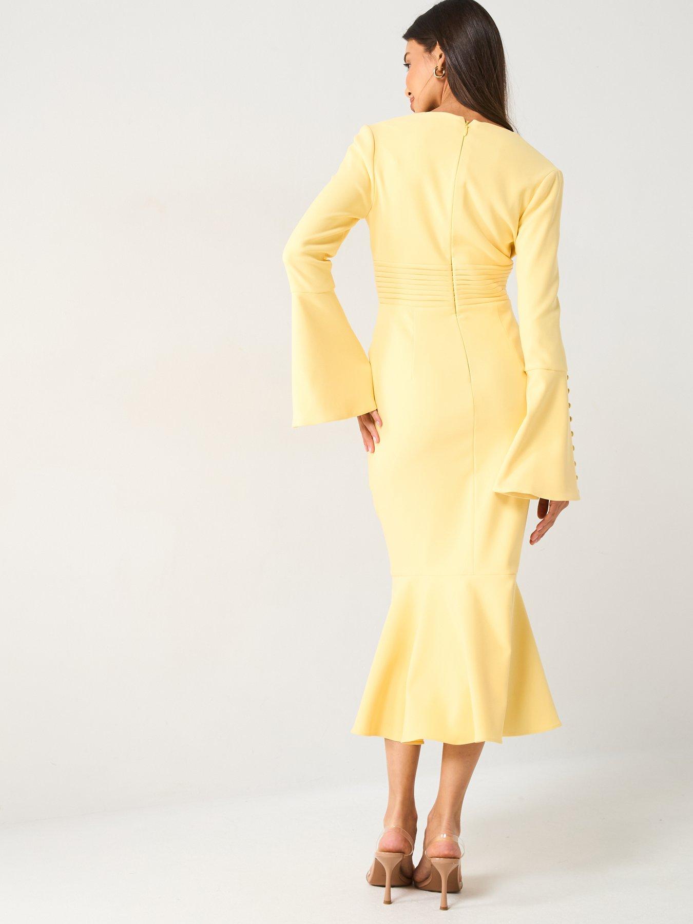 lavish-alice-flared-micro-shell-button-long-midi-dress-yellowstillFront