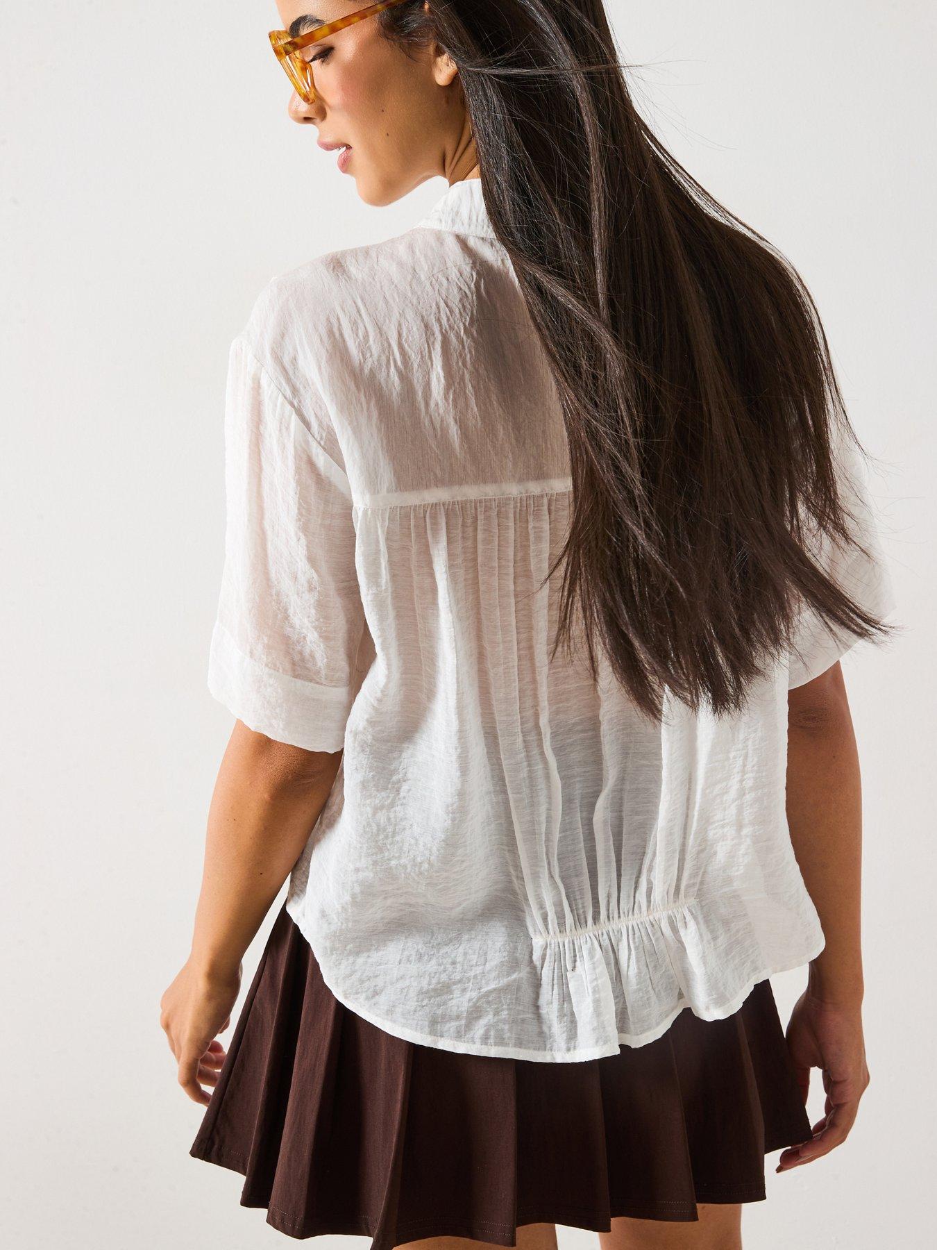 Image 2 of 6 of V by Very Button Shift Blouse - Ivory