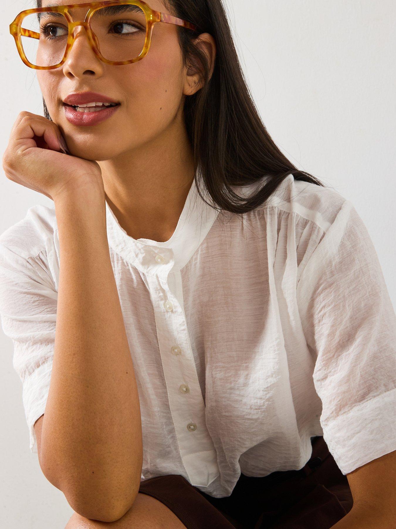 Image 4 of 6 of V by Very Button Shift Blouse - Ivory