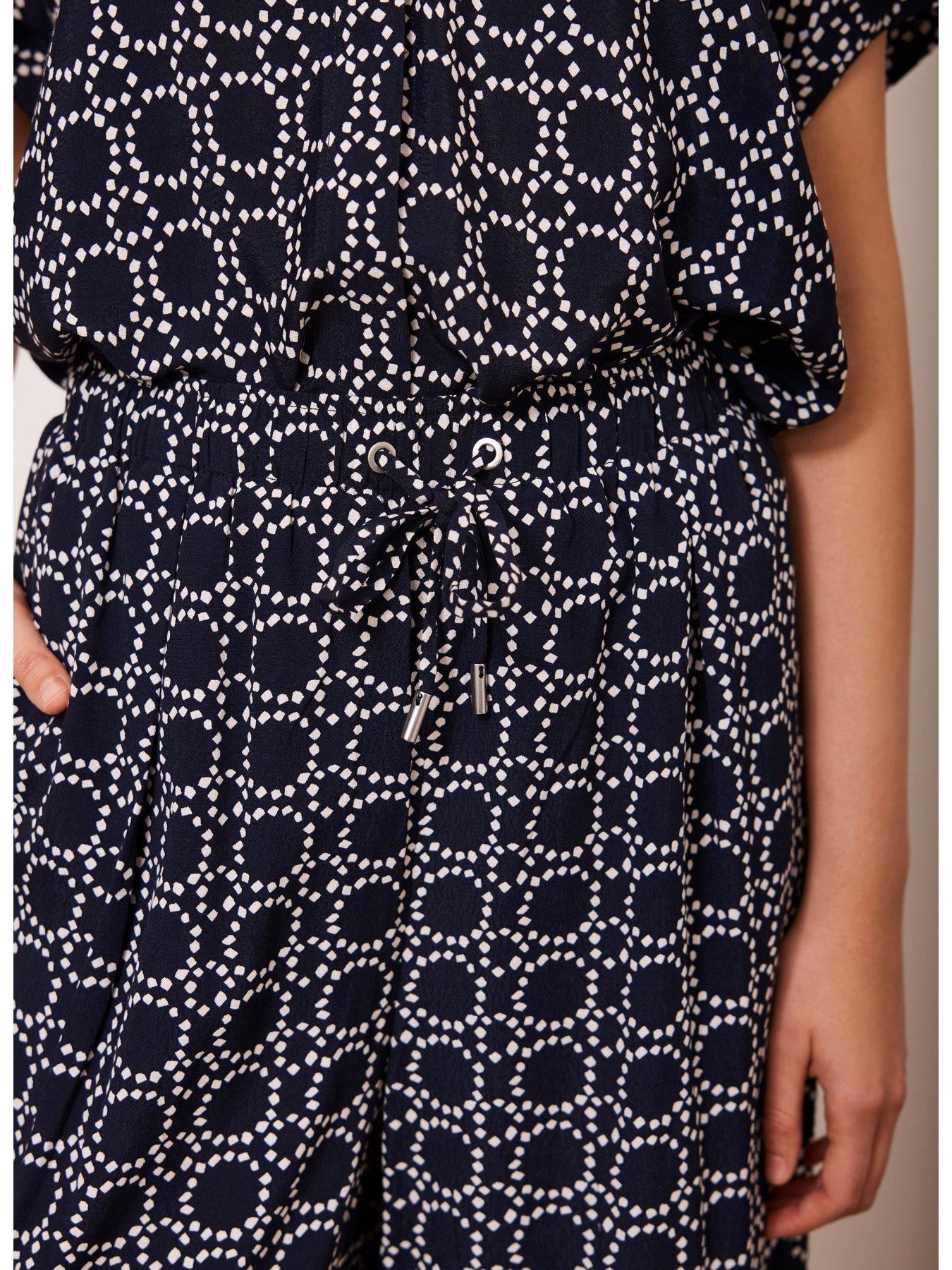 Image 2 of 4 of Mint Velvet Geometric Print Wide Leg Trousers - Navy