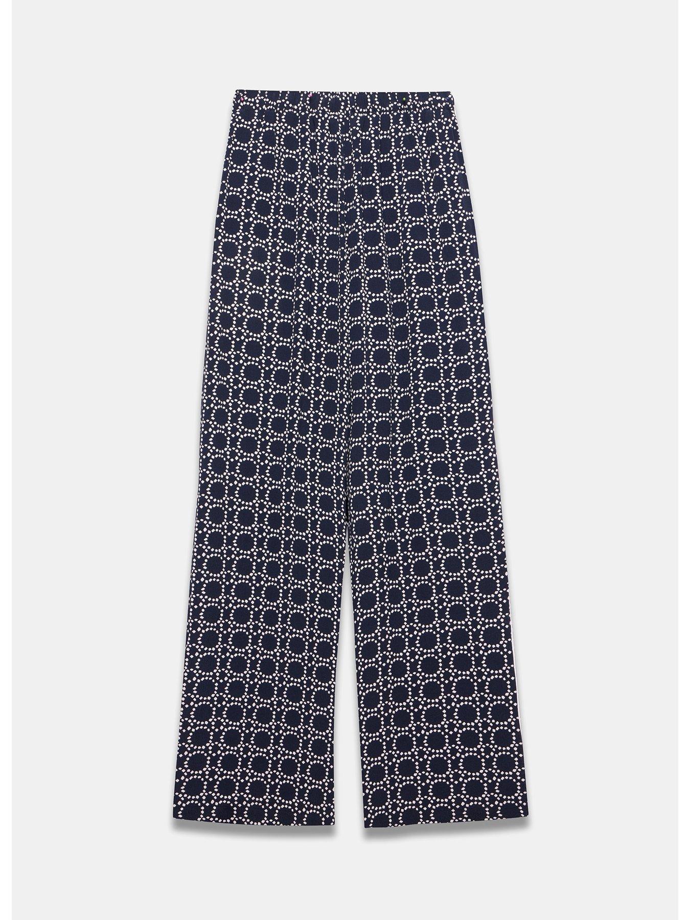 Image 3 of 4 of Mint Velvet Geometric Print Wide Leg Trousers - Navy