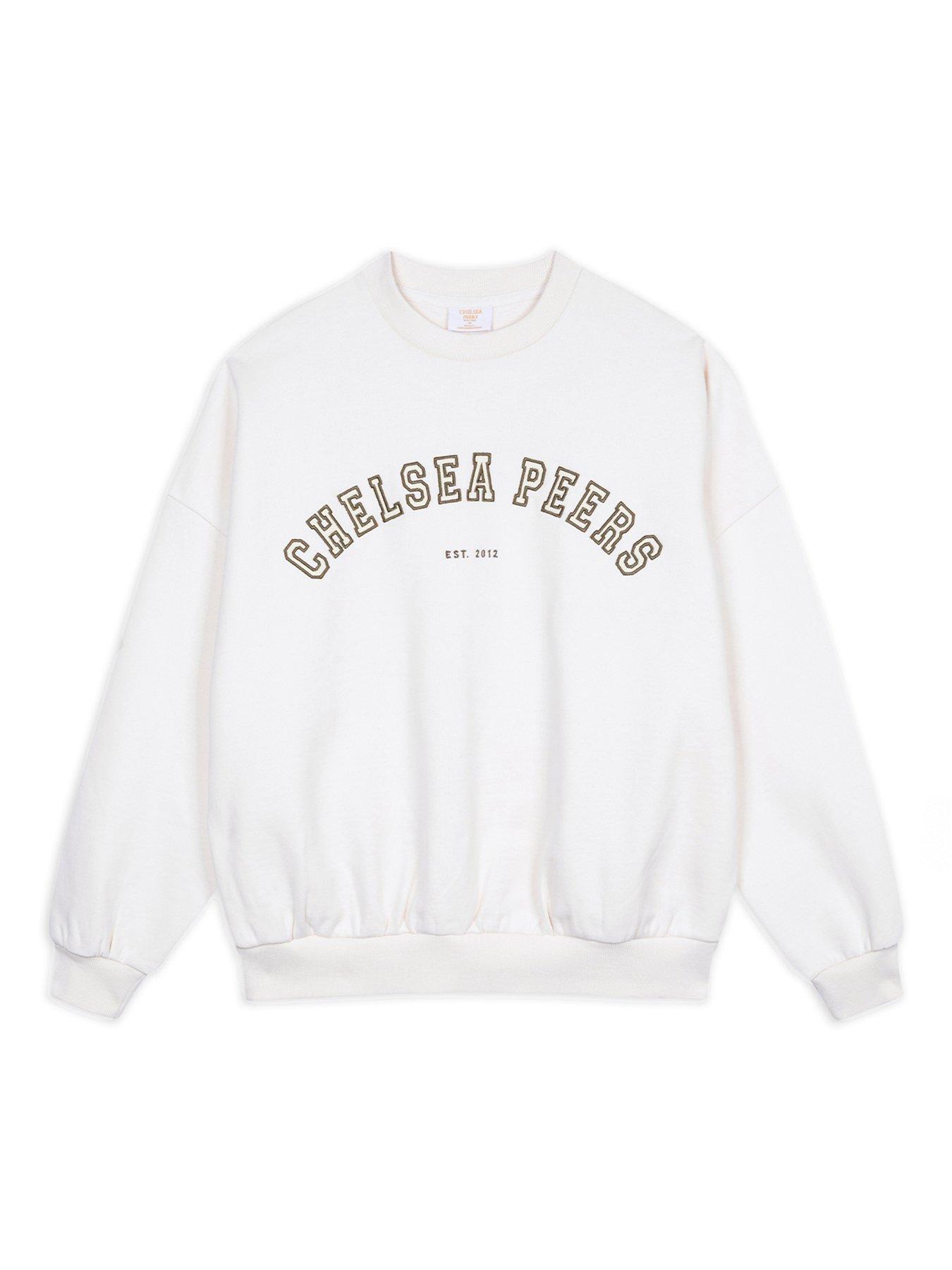 Image 1 of 3 of CHELSEA PEERS Branded Crew Neck Sweatshirt - Off White