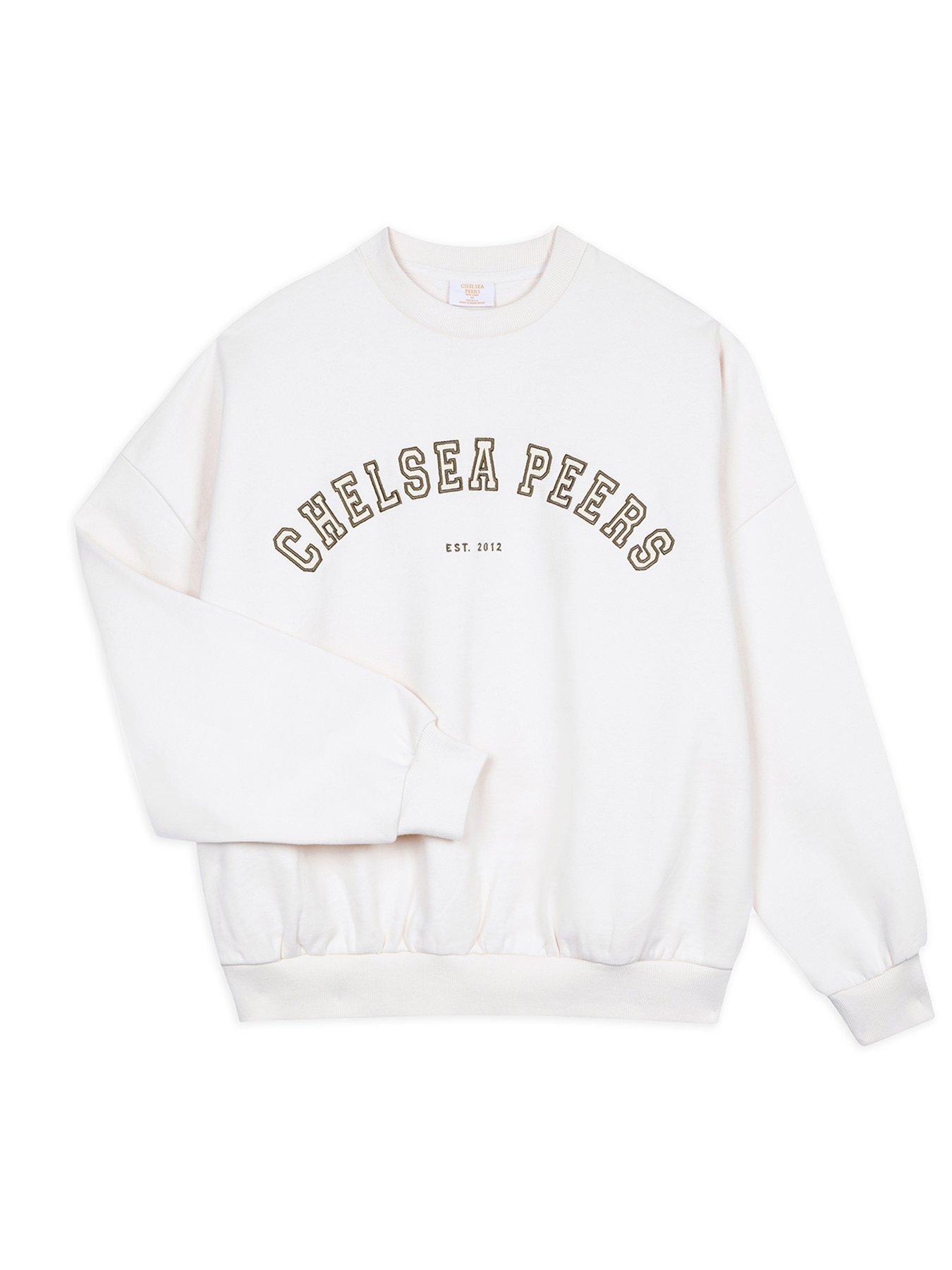 Image 2 of 3 of CHELSEA PEERS Branded Crew Neck Sweatshirt - Off White