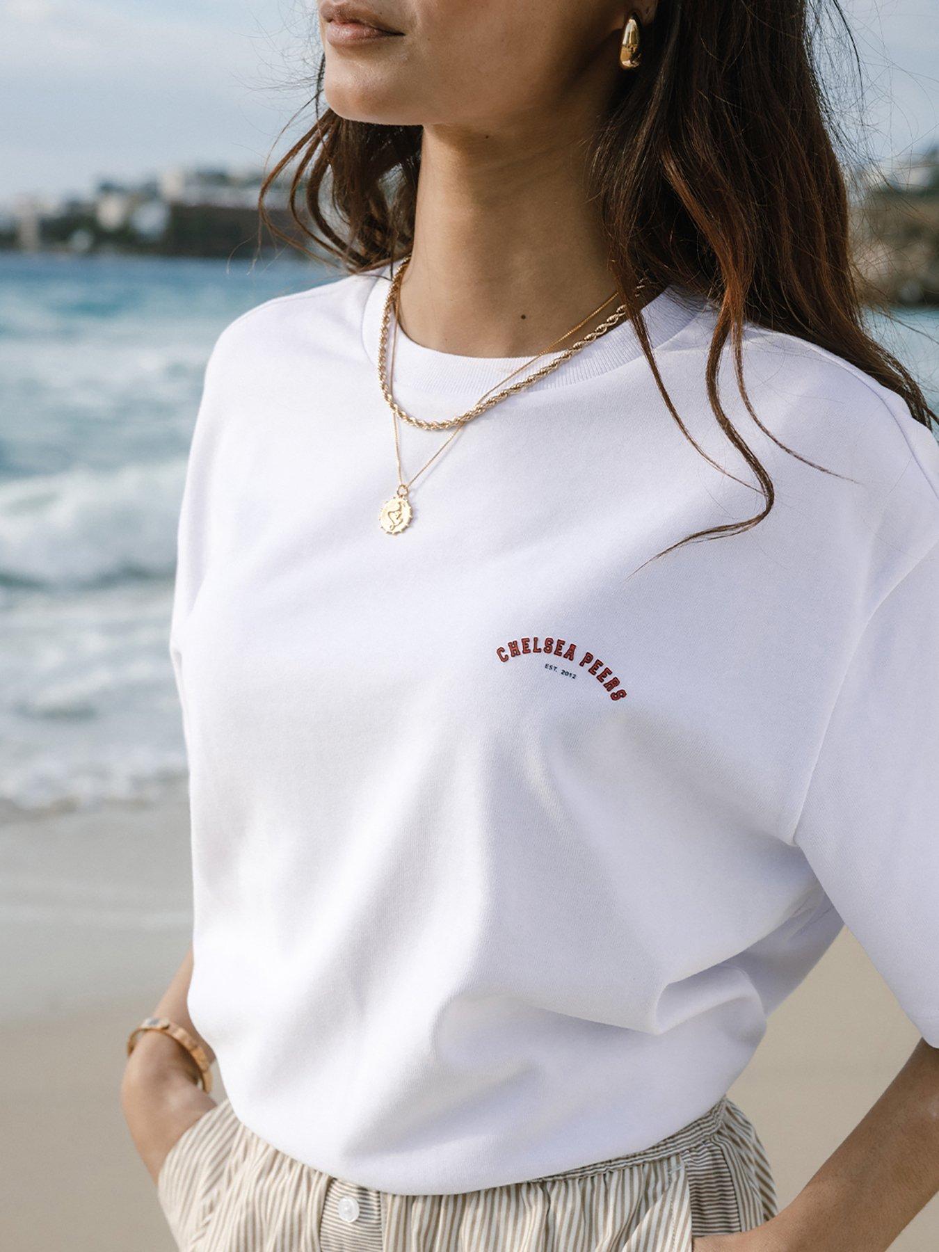 Image of CHELSEA PEERS Oversized Crew Neck T-Shirt - Cotton - White