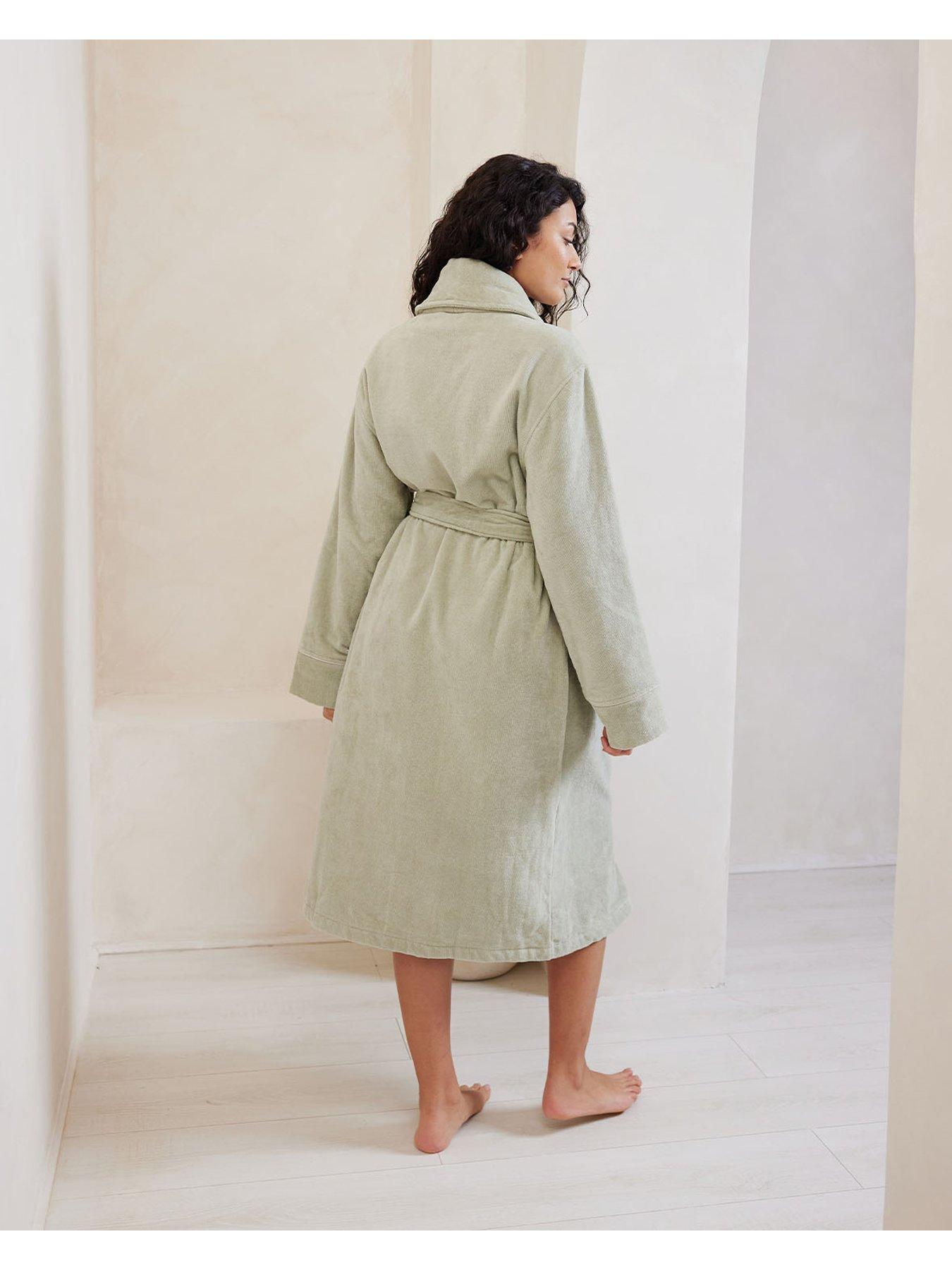 Image 2 of 3 of CHELSEA PEERS Cotton Towelling Dressing Gown - Sage