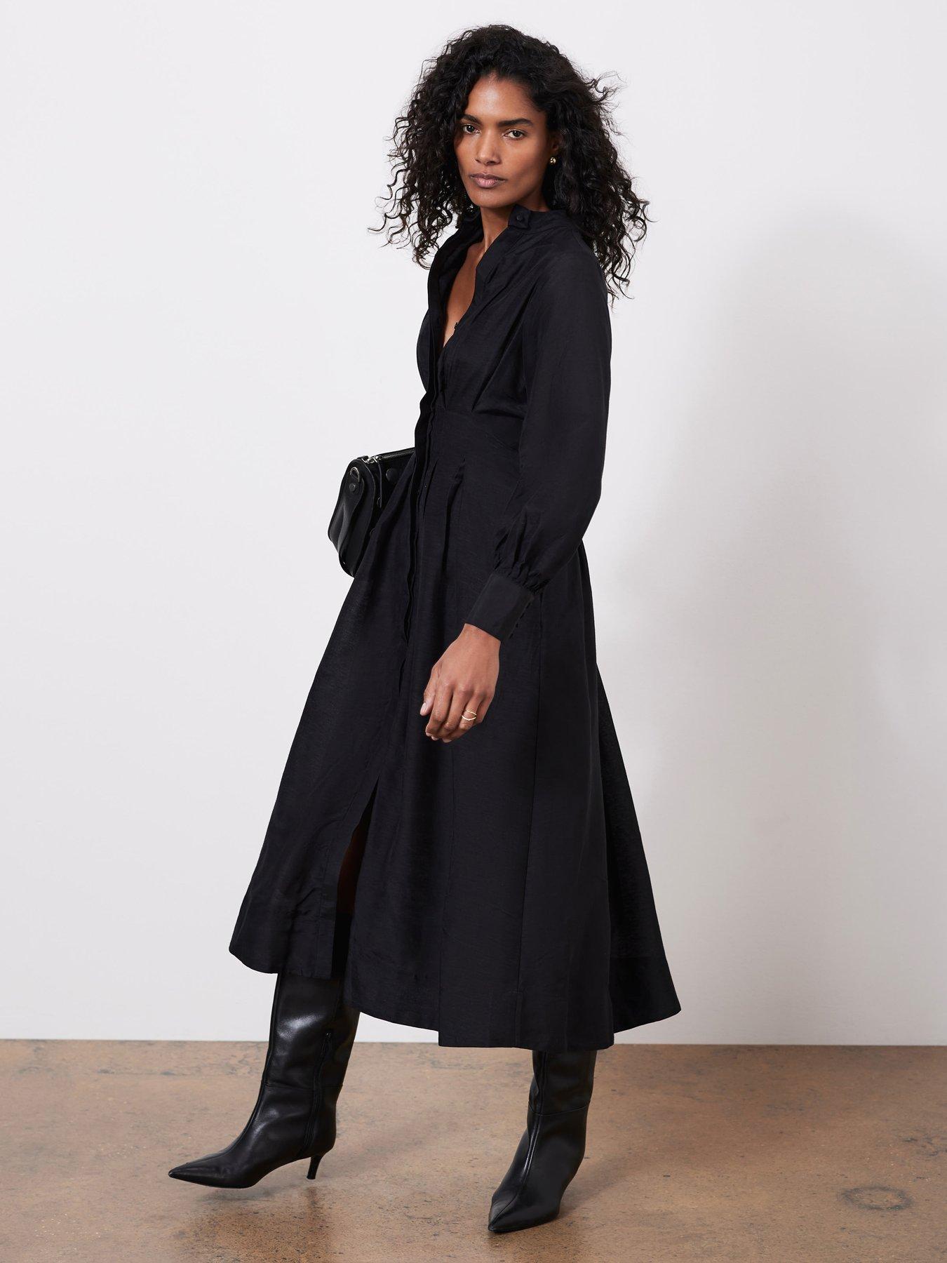 mint-velvet-pleated-midi-shirt-dress-black