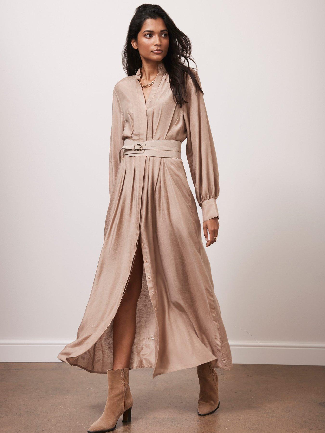 beige maxi shirt dress Oversized Maxi Shirt Dress  Cream