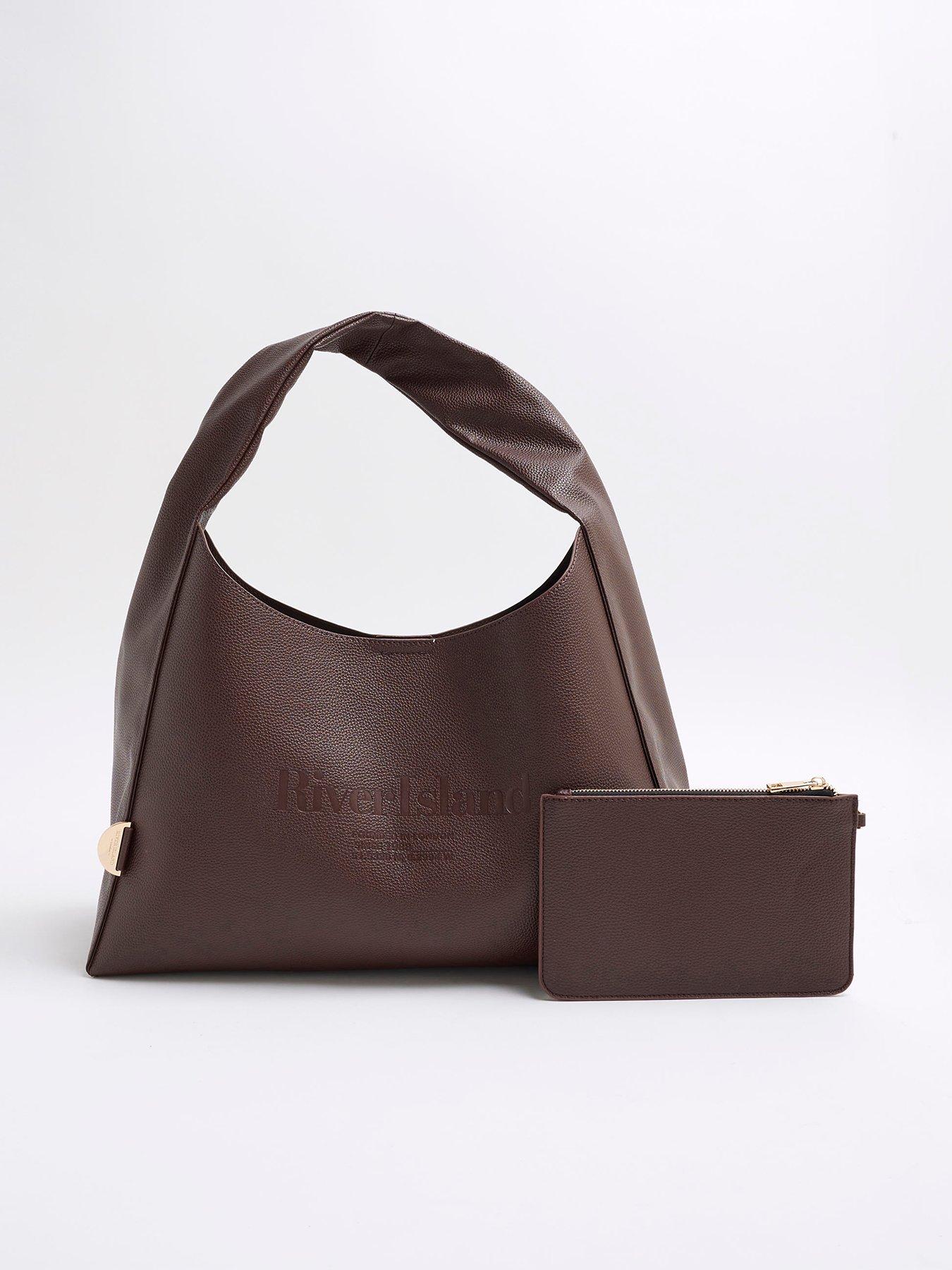 river-island-debossed-logo-slouch-dark-brown