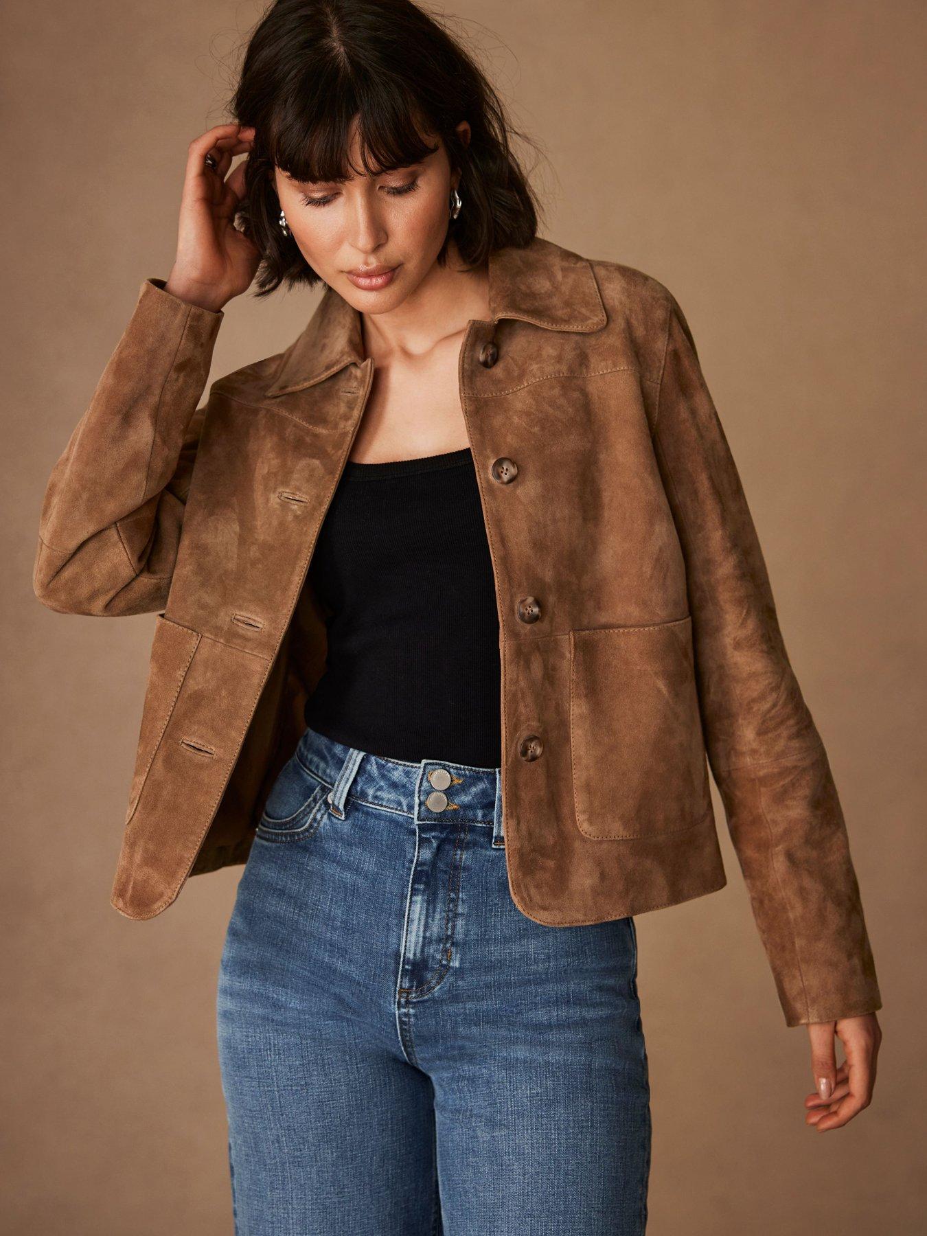 Mint Velvet Tan Suede Pocket Detail Jacket - Brown