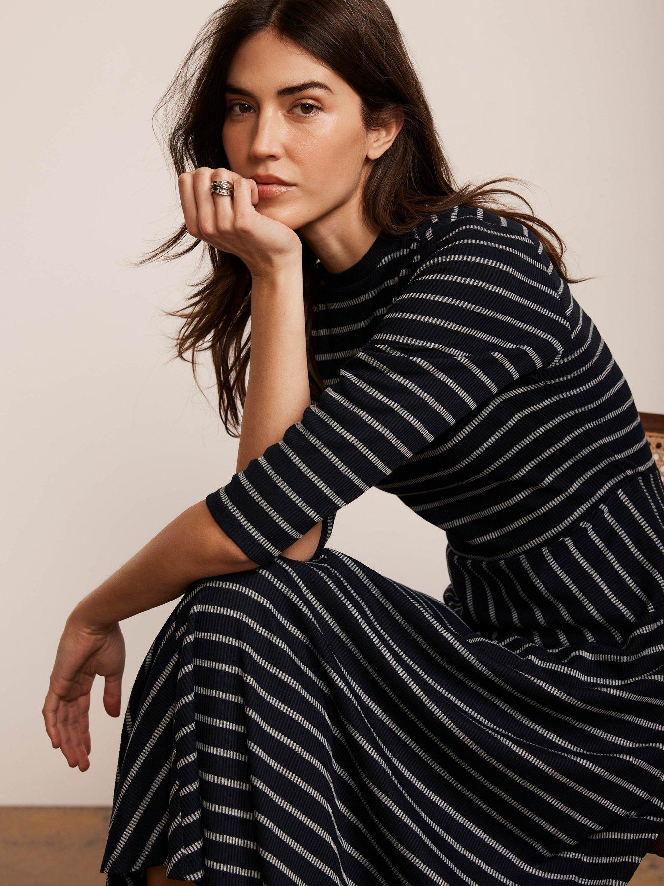 Mint Velvet Navy Stripe Jersey Midi Dress - Blue | Very Ireland